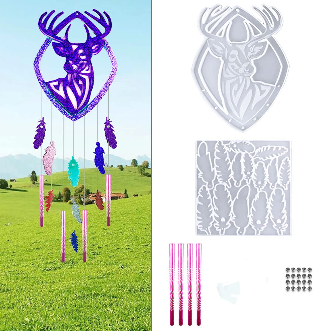 Koonafy 26Pcs Resin Molds for DIY Crafts - Silicone Wind Chime Molds, Keychain Molds & Jewelry Casting Molds - Perfect for Making Pendants, Wall Hangings & Unique Gifts (DIY, Home Decor, Art Projects)