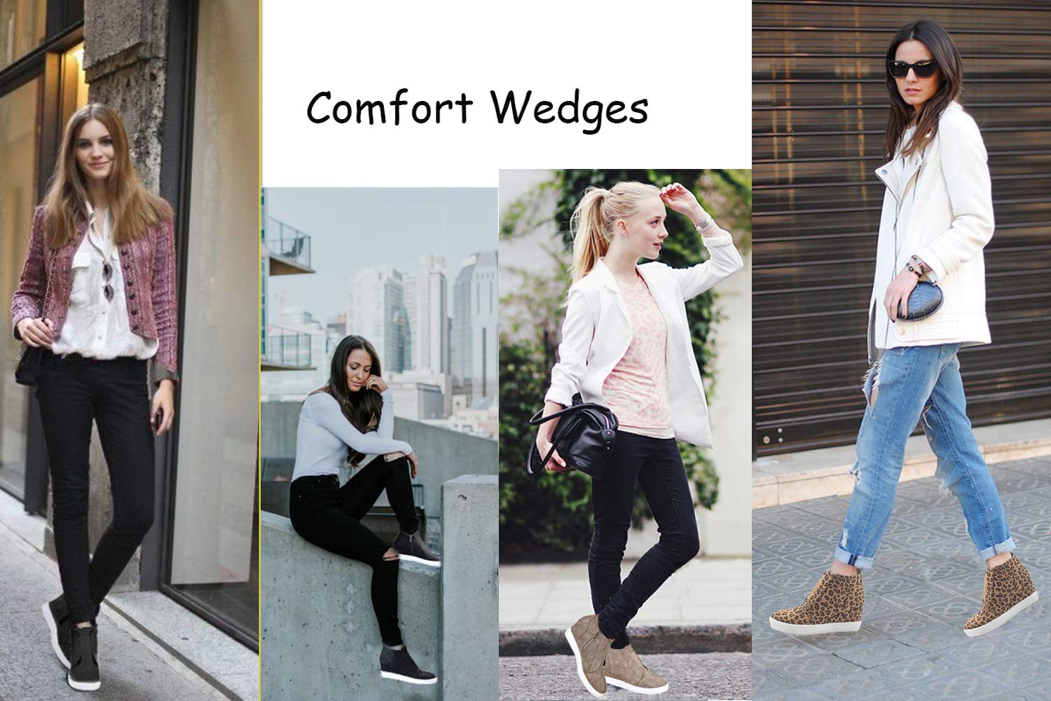 Athlefit Women's Wedge Sneakers with Hidden Heel - Comfortable Platform Booties for Casual Wear & Work | Perfect for Walking, Office & Everyday Outfits