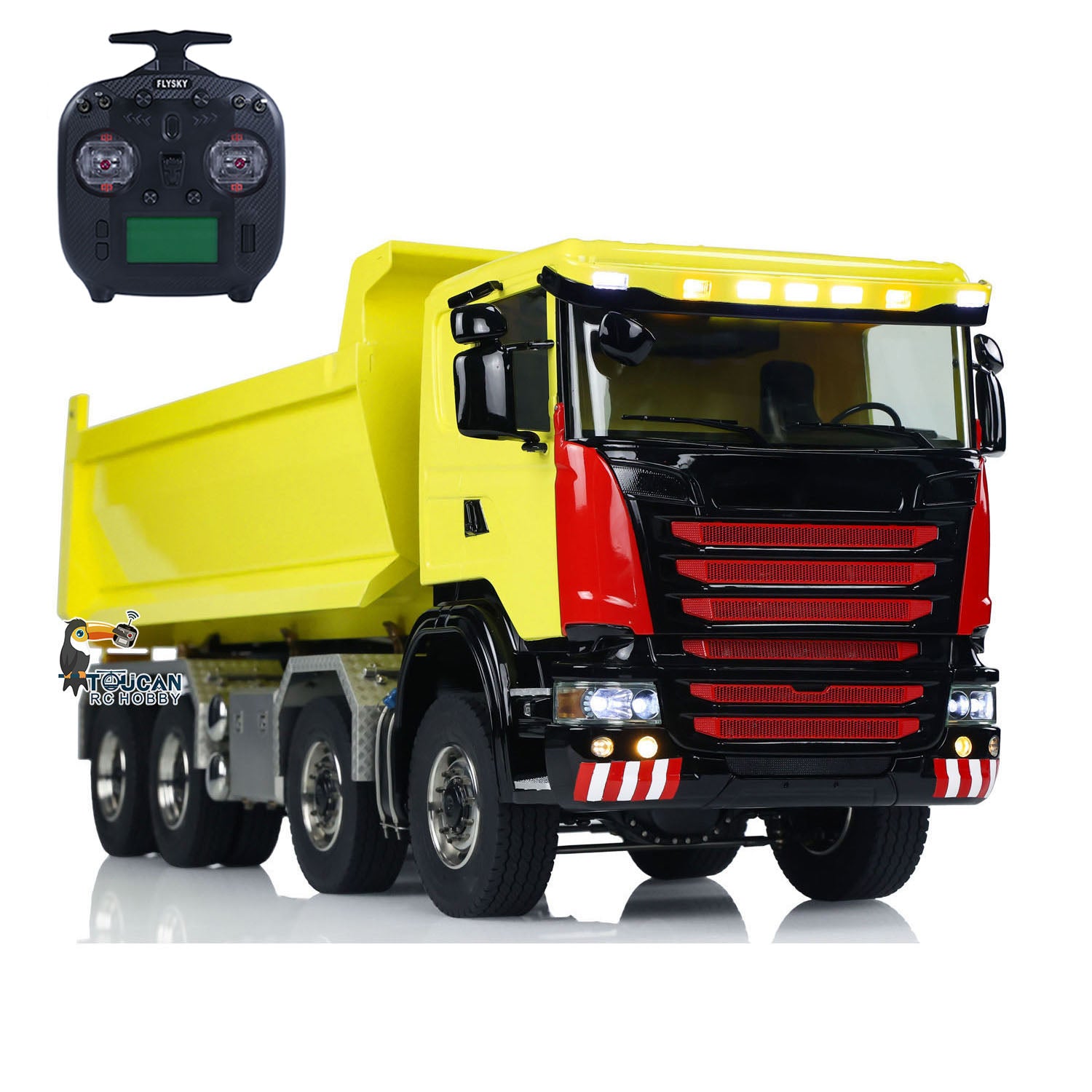 1/14 Scale Metal Hydraulic RC Roll Off Dumper Truck - 8x8 Engineering Vehicle with Differential Lock, 3-Speed Transmission & U-Shaped High Bucket - Perfect for Construction Site Play, RC Hobbyists & Model Collectors