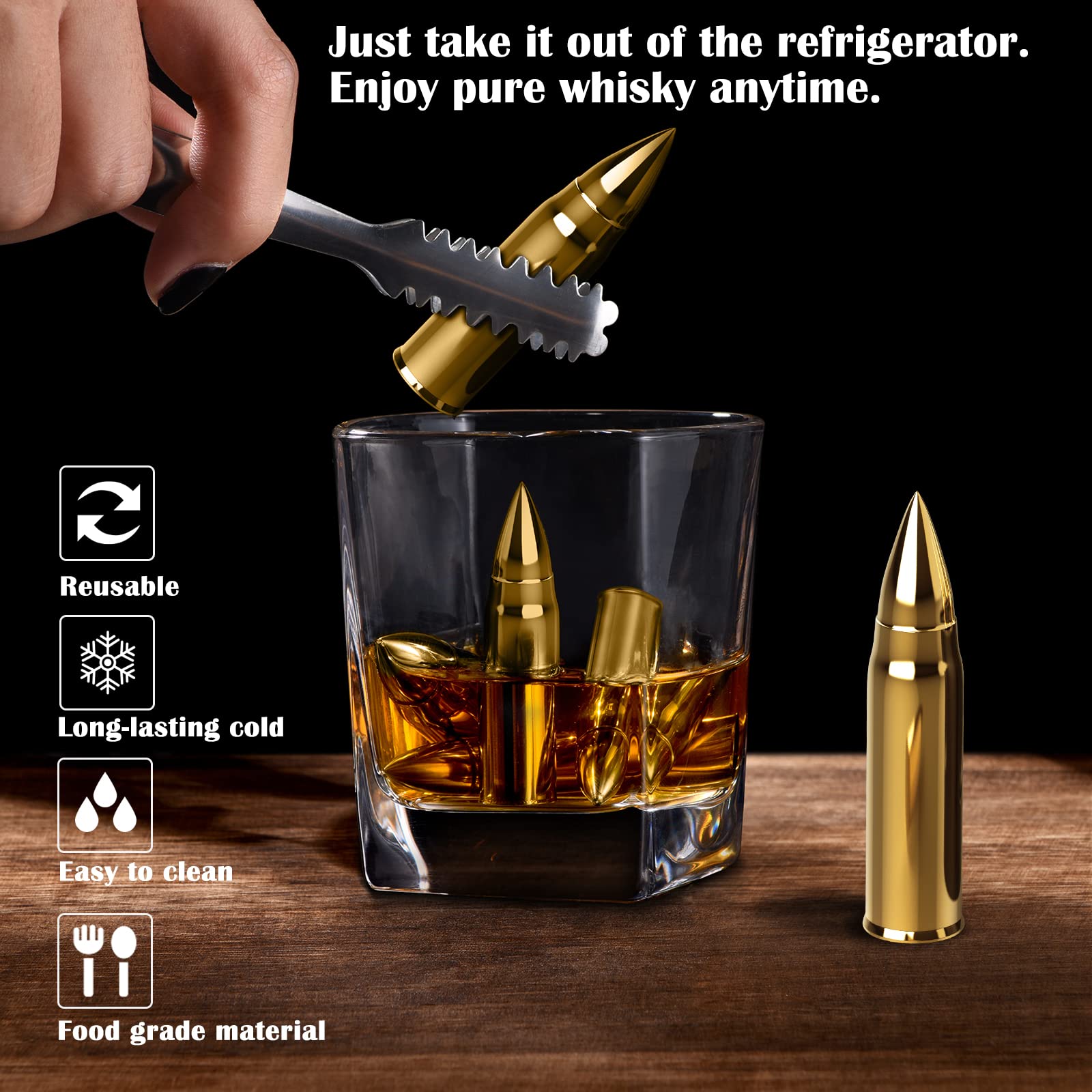 Whisky Stones Gift Set for Men - Non-Diluting Whiskey Chilling Rocks - Perfect for Dad, Husband, Birthday & Anniversary Gifts