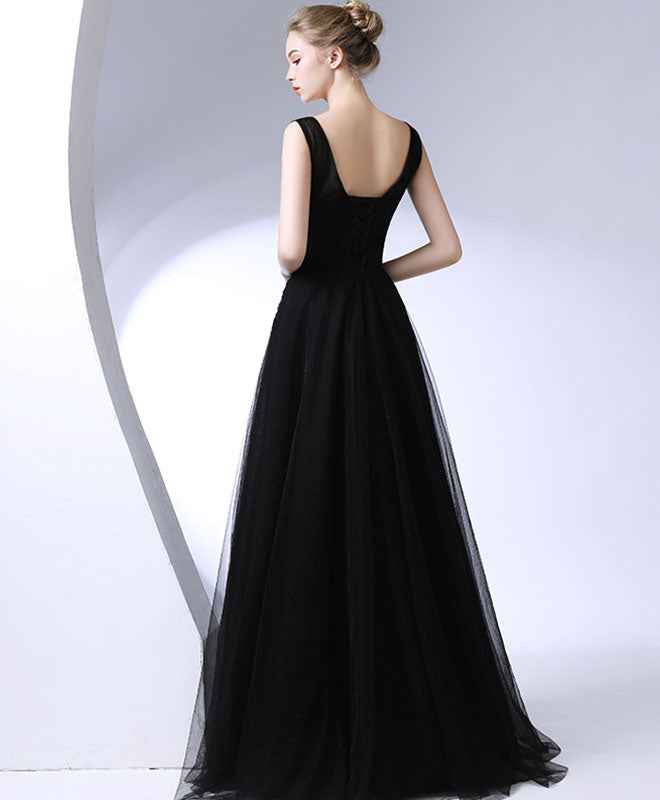 Elegant Black Round Neck Long Prom Dress for Women - Formal Evening Gown for Homecoming, Ball & Special Occasions