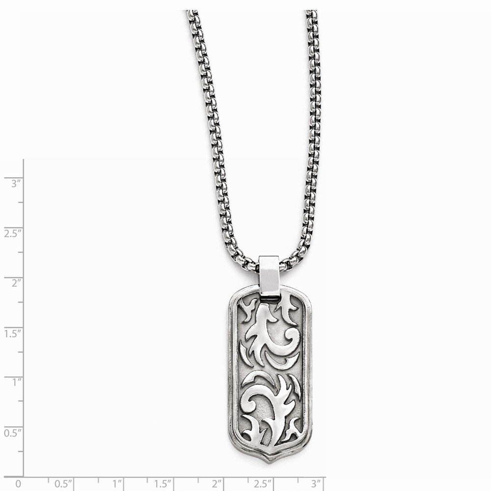 Jewels By Lux Edward Mirell Titanium Cable Dog Tag Pendant Necklace for Men - Stylish Military Inspired Jewelry for Everyday Wear & Gifts