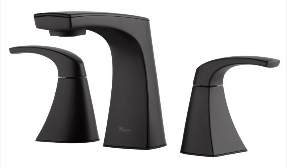 Pfister Karci Black Widespread Bathroom Faucet - Modern Matte Finish for Vanity Sinks, Perfect for Home & Hotel Bathroom Renovations