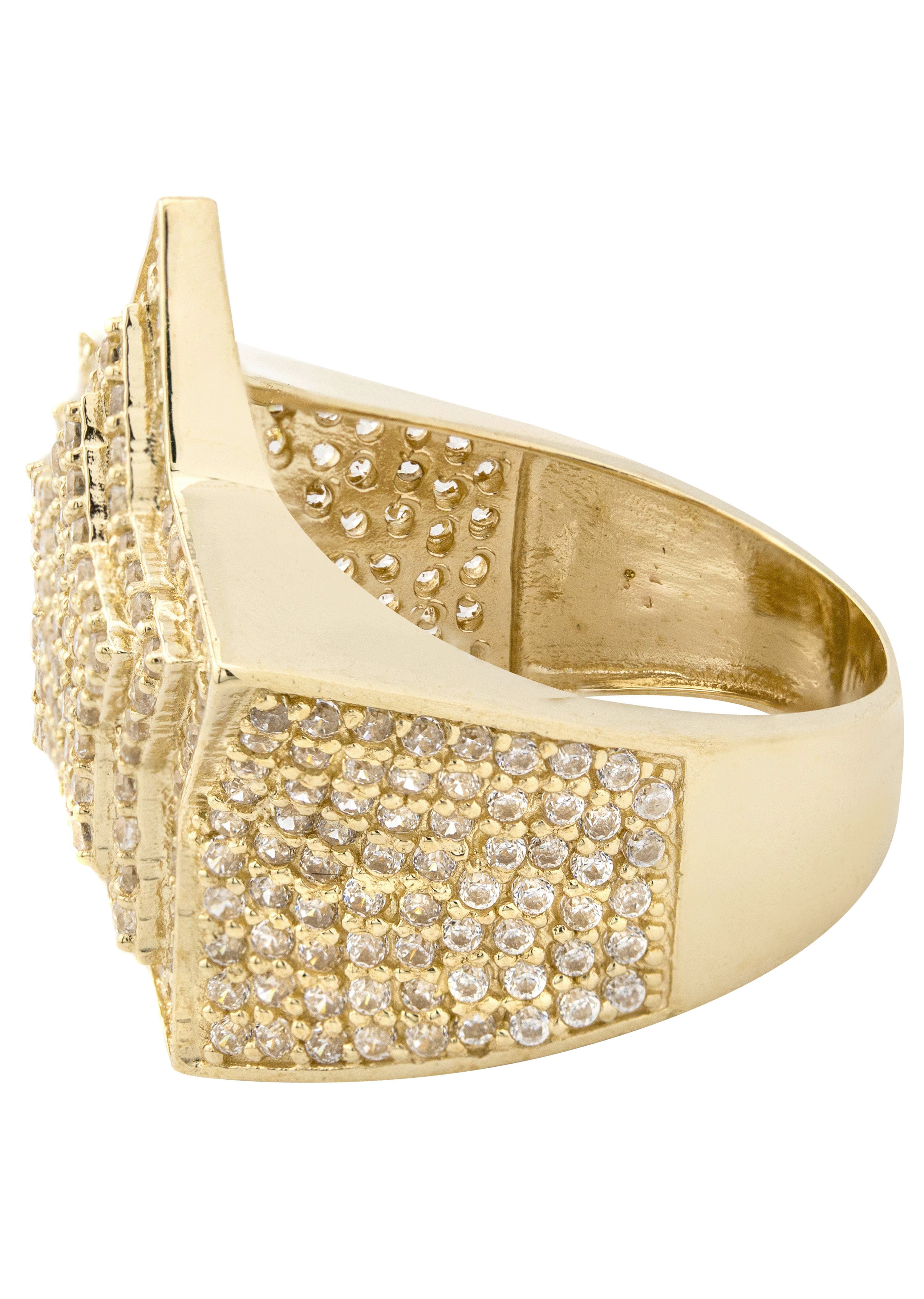 10K Gold CZ Star Ring for Men - 10 Grams Solid Gold Fashion Jewelry - Perfect for Gifts, Weddings, and Special Occasions