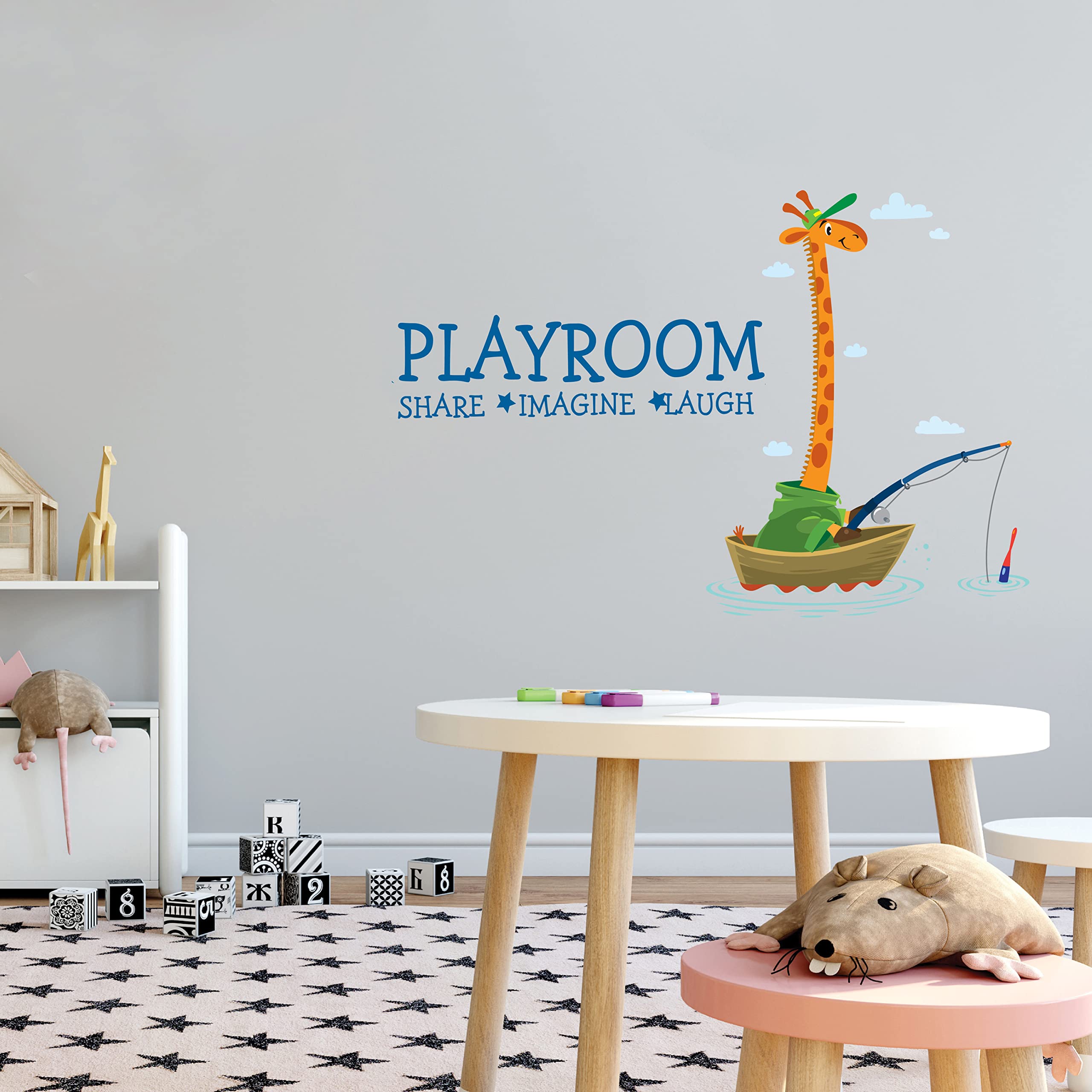 Cute Giraffe Vinyl Wall Decal - Removable Playroom & Nursery Wall Art Sticker - 10
