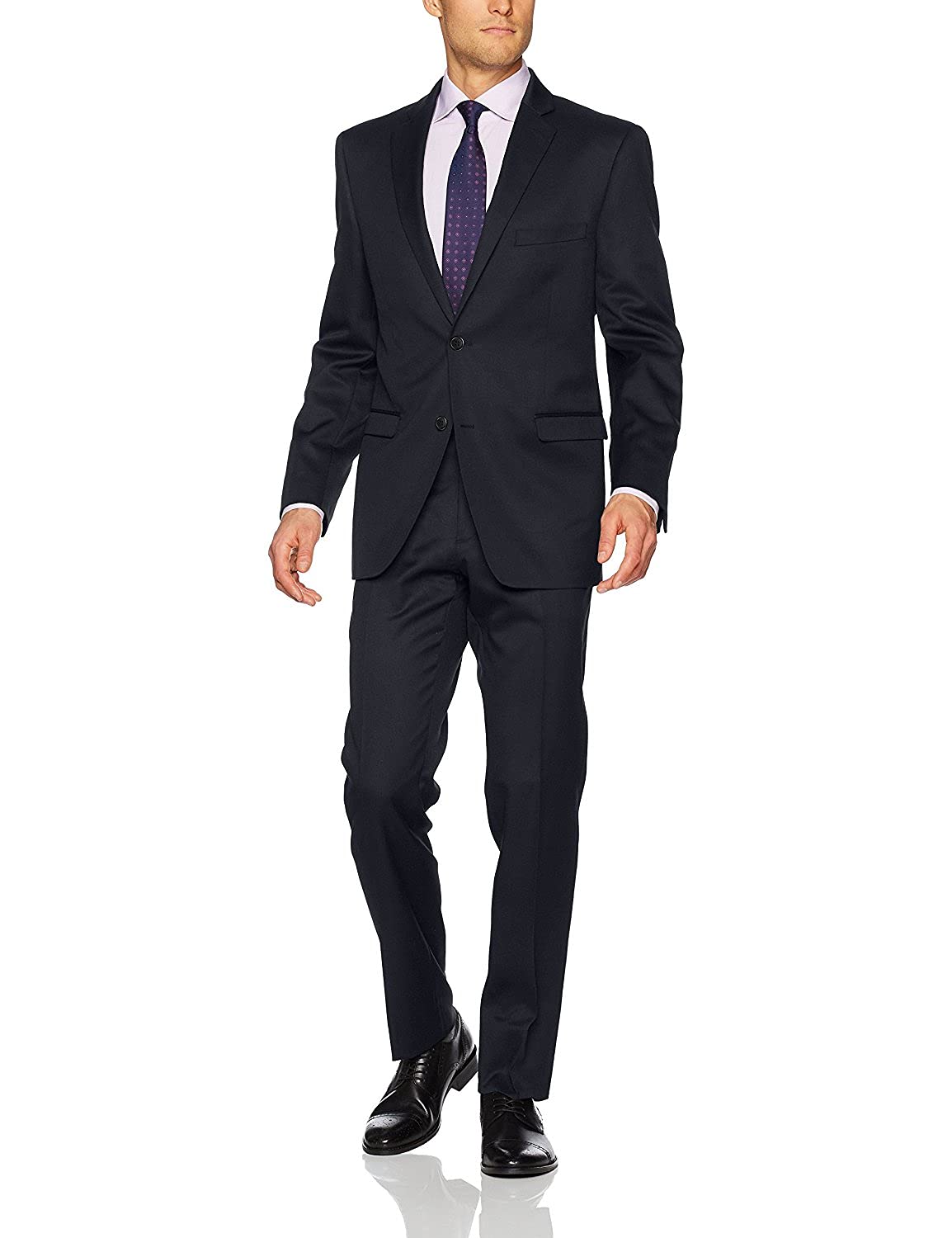 Adam Baker Men's Slim Fit Luxury Super 120's 100% Merino Wool 2-Piece Suit (Jacket & Pants) - Premium Business Attire for Weddings, Office & Formal Events