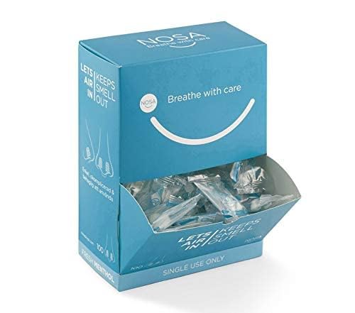 NOSA Mentholated Nose Plugs for Odor Blocking - 100 Count Box | Relief from Strong Smells for Cooking, Cleaning, Healthcare & Industrial Work
