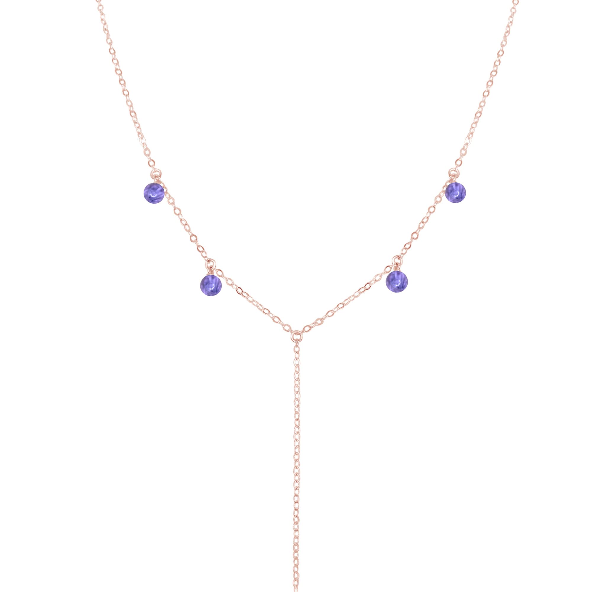 14K Rose Gold Filled Tanzanite Boho Y Necklace for Women - Elegant Bohemian Jewelry Gift for Birthday, Anniversary & Special Occasions
