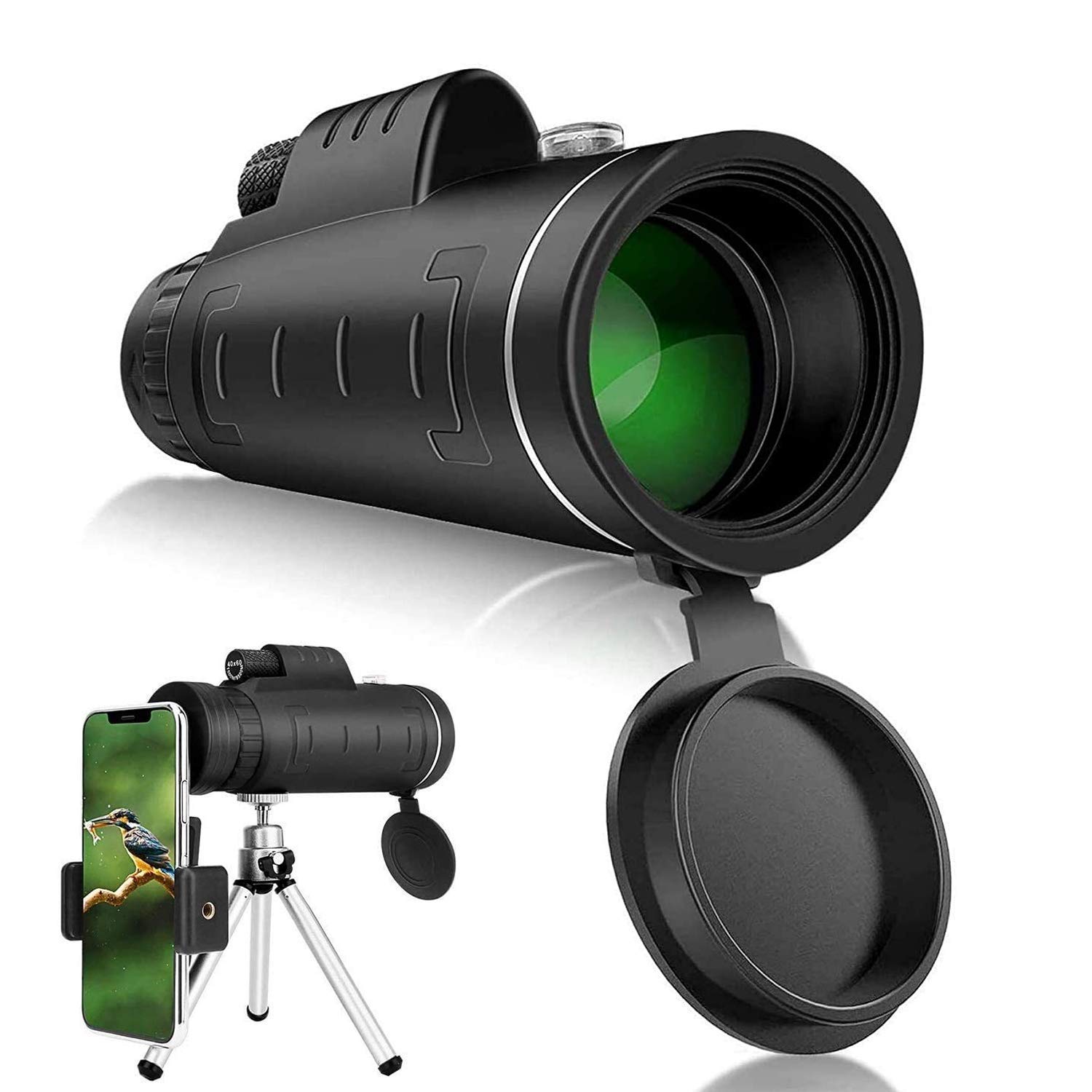40×60 High Power Monocular Telescope - Waterproof & Fogproof HD Zoom Scope with Adjustable Tripod for Bird Watching, Hunting, Hiking, Camping & Outdoor Adventures - Perfect for Smartphone Photography & Nature Exploration