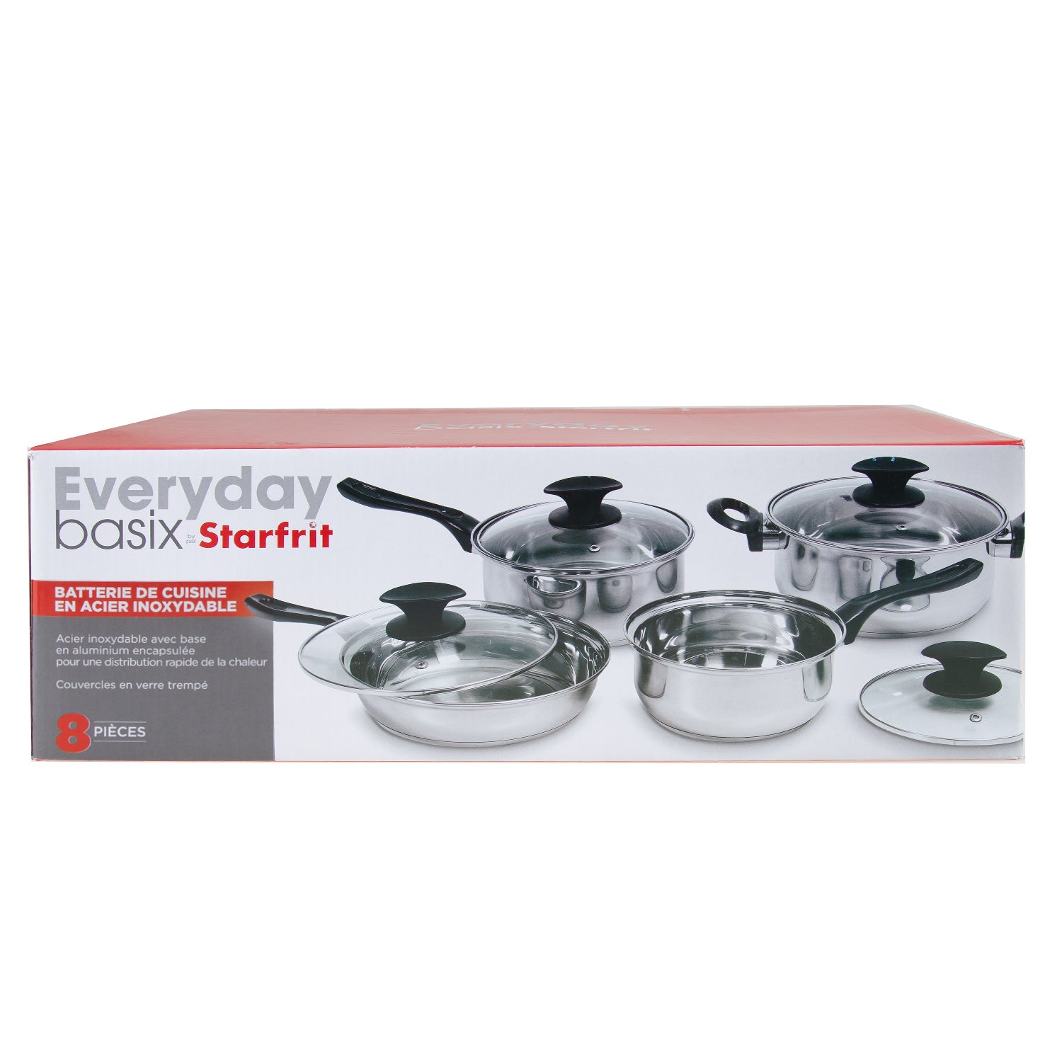STARFRIT Basix 8-Piece Nonstick Cookware Set with Pots & Pans - 034280 001 0000 - Perfect for Home Cooking, Meal Prep & Everyday Kitchen Use