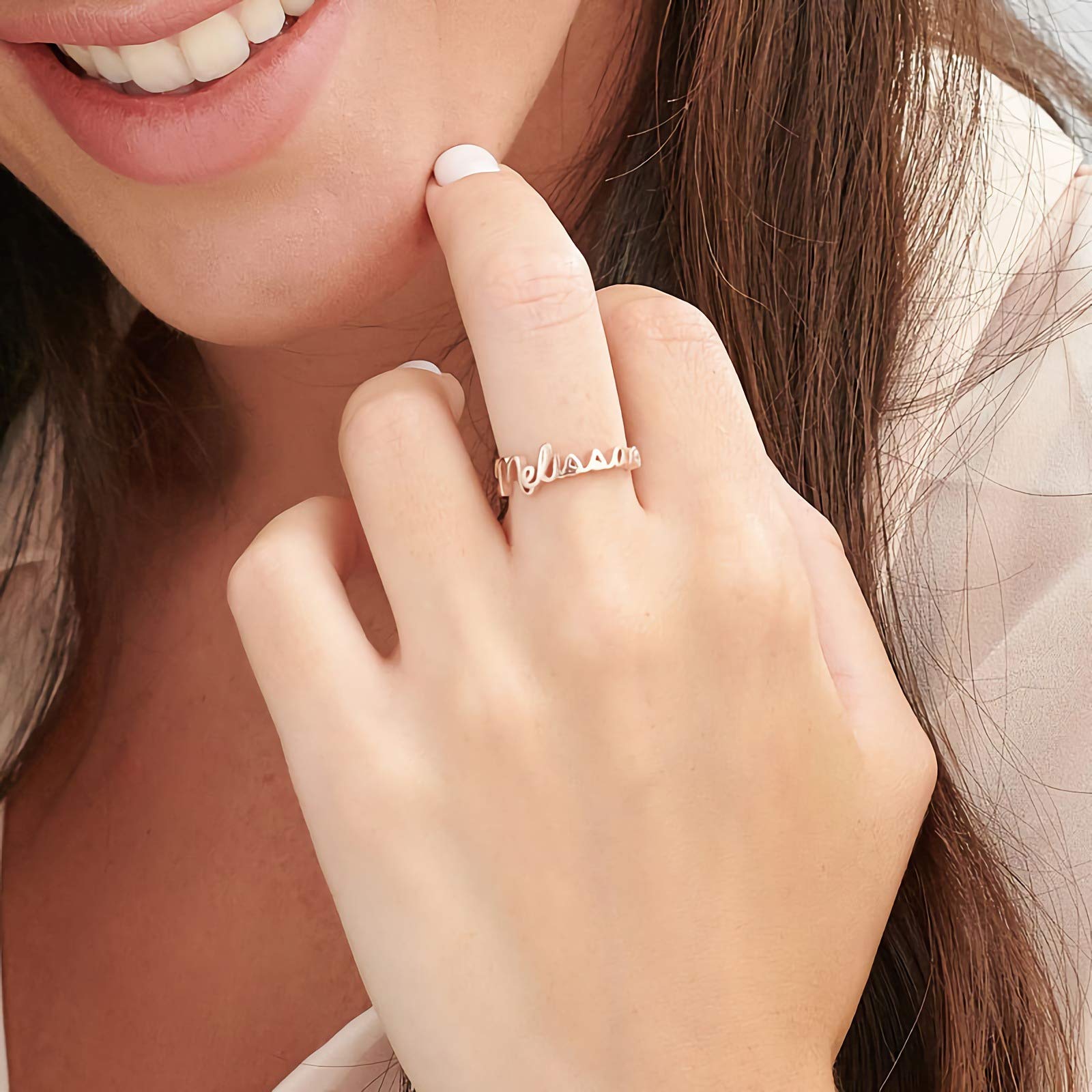 Personalized Name Ring - Custom Engraved 10K 14K 18K Gold Birthstone Jewelry for Women | Unique Mother's Day Gift for Wife, Girlfriend, Mom | Perfect for Anniversaries, Birthdays, Valentine's Day & Special Occasions