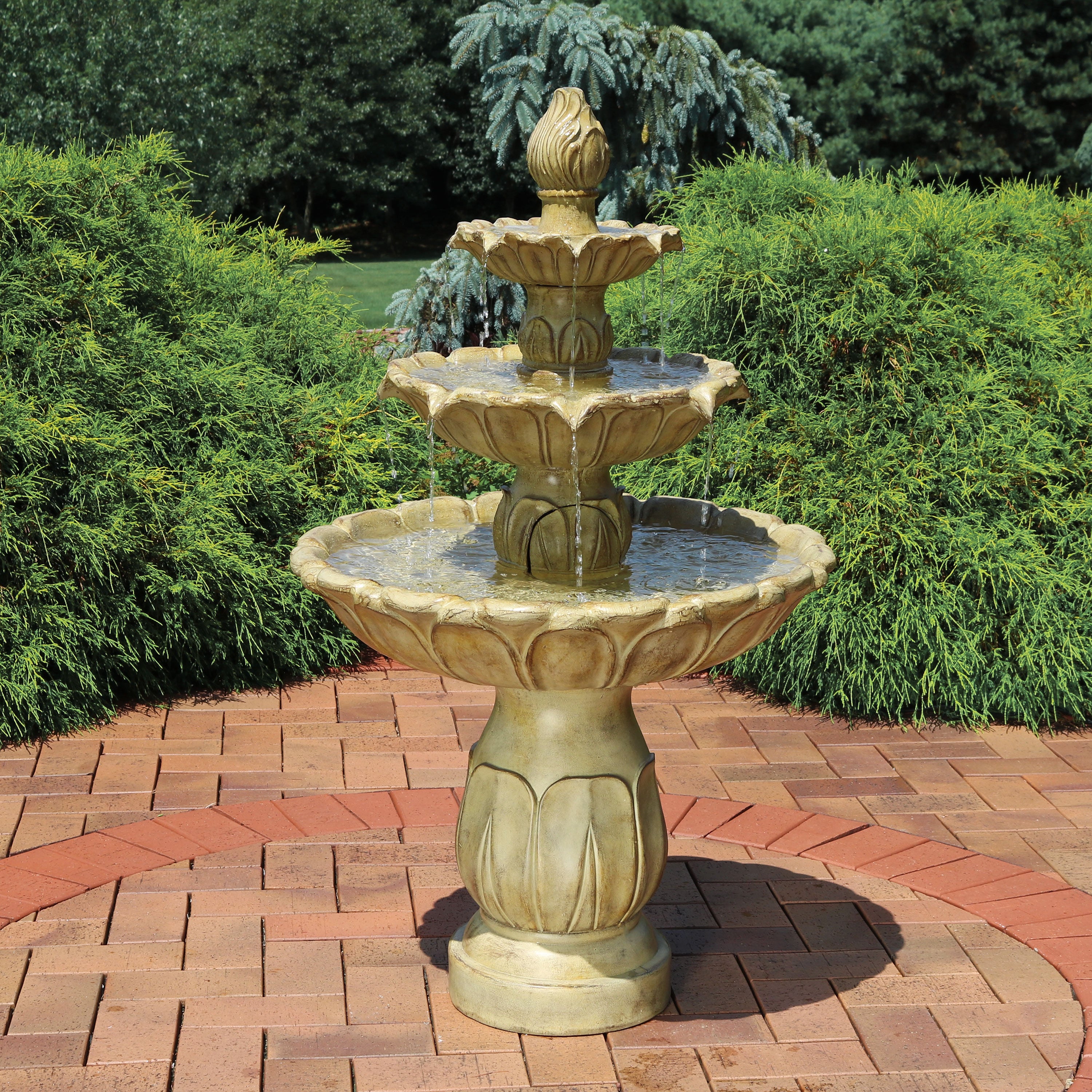 Sunnydaze Classic 3-Tier Tulip Outdoor Water Fountain - Garden Decor, Patio, Yard, and Backyard Relaxation