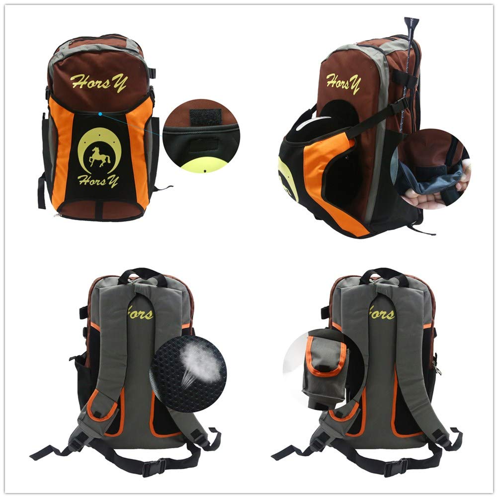 UNISTRENGH Professional Equestrian Backpack - Waterproof Horse Riding Boot Bag & Helmet Storage with Hat Compartment for Show Jumping, Dressage & Trail Riding | Perfect for Competitions & Training