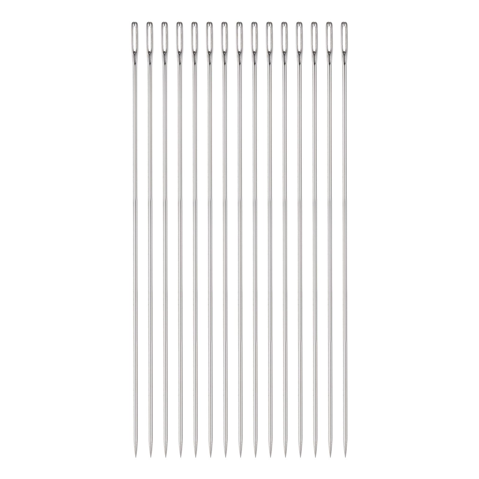 HARFINGTON 15pcs Stainless Steel Beading Needles - 1.6mm Diameter, 6 Inch Long Straight Sewing Needles for Embroidery, Cross Stitch & Hand Sewing | Perfect for Jewelry Making, Fabric Crafts & DIY Projects