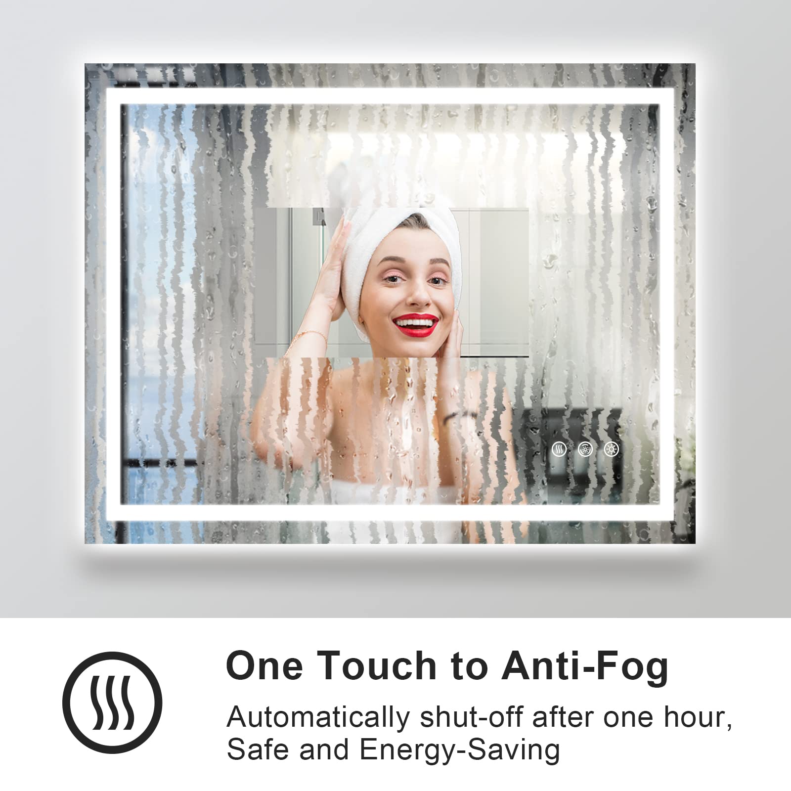 40x32 Inch LED Bathroom Mirror with Front & Backlit Lights - Anti-Fog, Shatter-Proof, Dimmable Vanity Mirror for Makeup & Shaving - Perfect for Modern Bathrooms & Dressing Rooms
