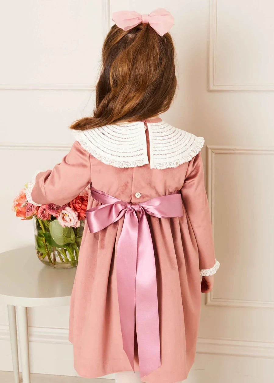 Pink Velvet Dress for Baby Girls - Soft & Stylish Outfit for Parties, Photos & Special Occasions