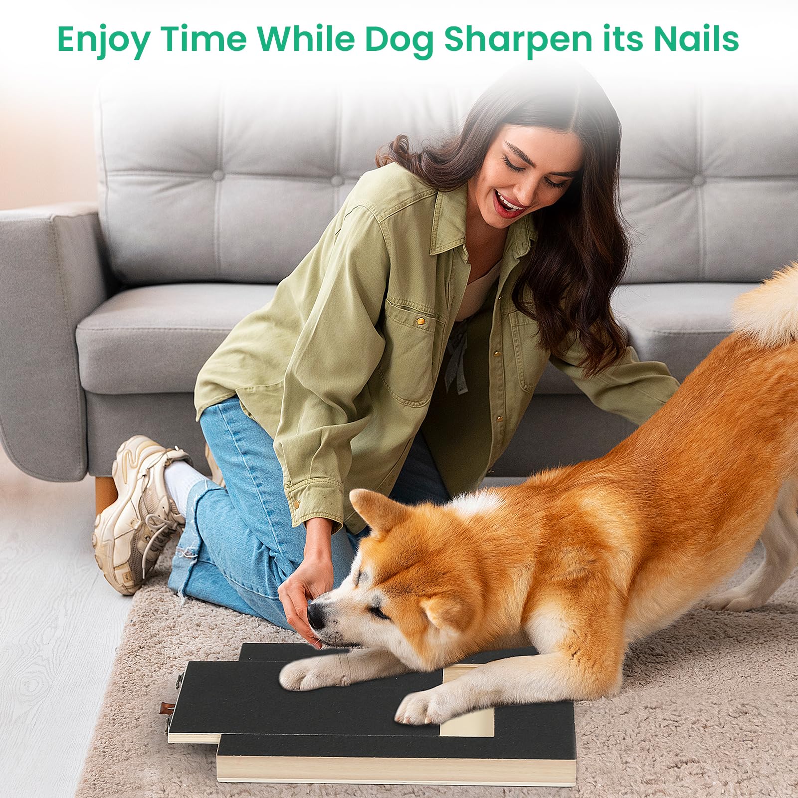 Dog Nail Scratch Board & Grinder with Treat Box - Pet Nail Trimming File for Small Medium Large Dogs - Perfect for Home Grooming & Stress-Free Nail Care