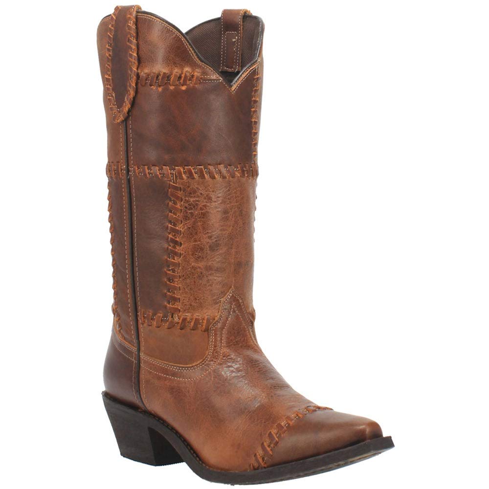 Dan Post Laredo Women's Snip Toe Cowboy Boots 52332 - Cognac Whiskey Run Leather Western Boots for Riding, Country Fashion & Casual Wear