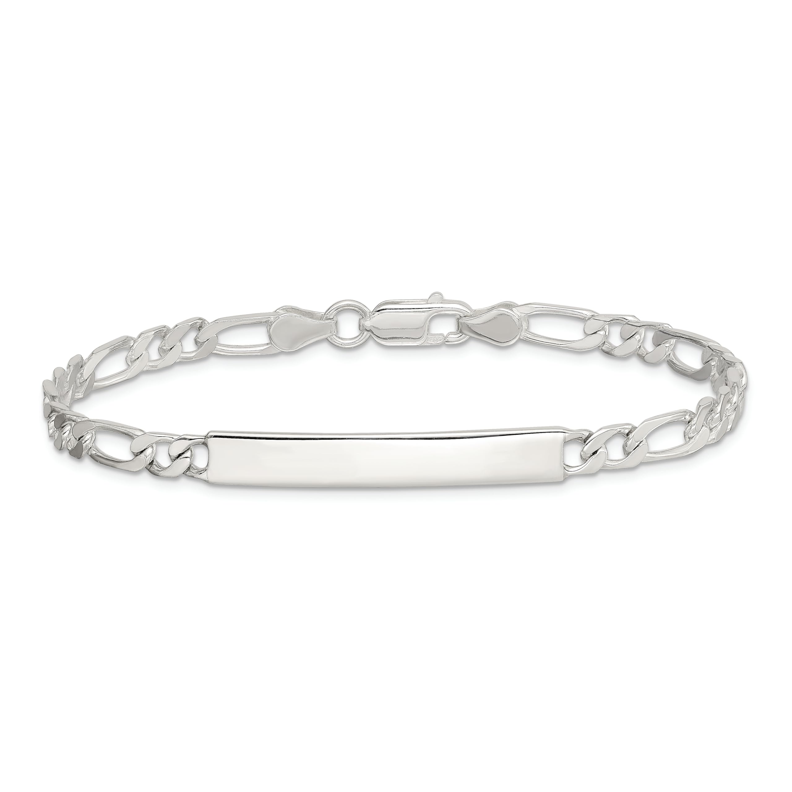 925 Sterling Silver Engraveable Figaro Link Name Bar ID Bracelet - Personalized Jewelry Gift for Women & Men - Perfect for Anniversaries, Birthdays & Special Occasions