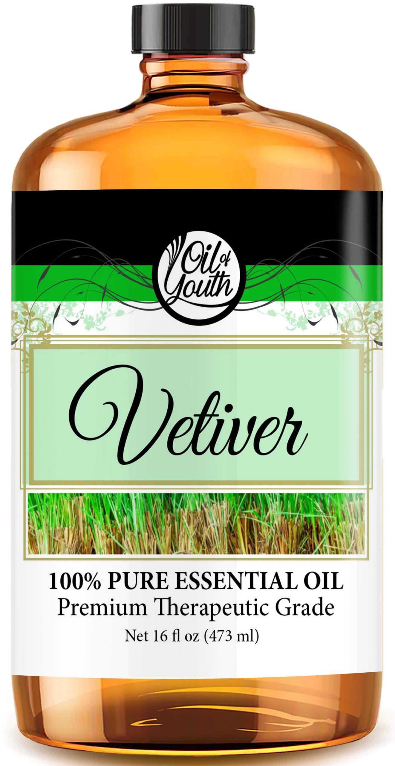 Vetiver Essential Oil 16oz (16 Fluid Ounces) - Pure & Natural Oil of Youth for Aromatherapy, Relaxation & Skin Care - Perfect for Diffusers, Massage & DIY Beauty Products