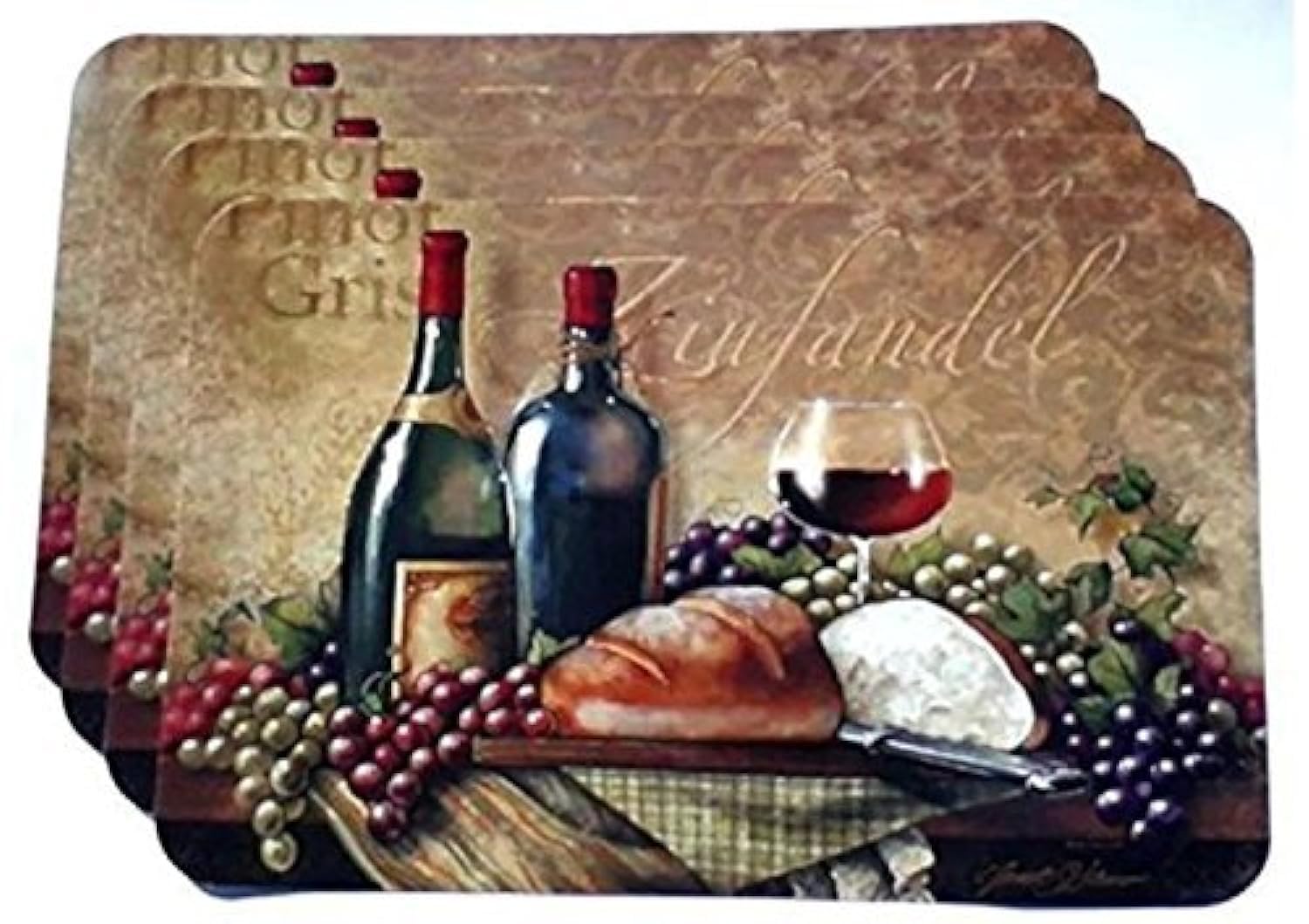 Elegant Wine-Themed Plastic Placemats Set of 4 - Waterproof & Durable Table Mats for Dining, Parties, and Home Decor