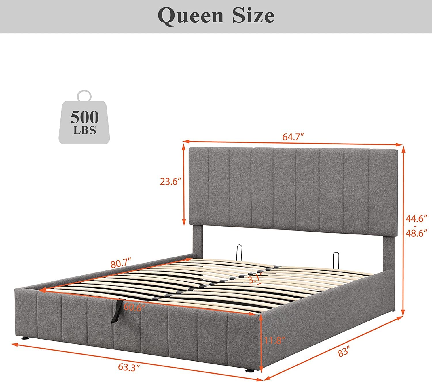 Queen Size Upholstered Platform Bed with Hydraulic Storage System - Gray Wooden Bed Frame with Tufted Headboard & Underbed Storage | Perfect for Small Bedrooms, Guest Rooms & Space-Saving Solutions