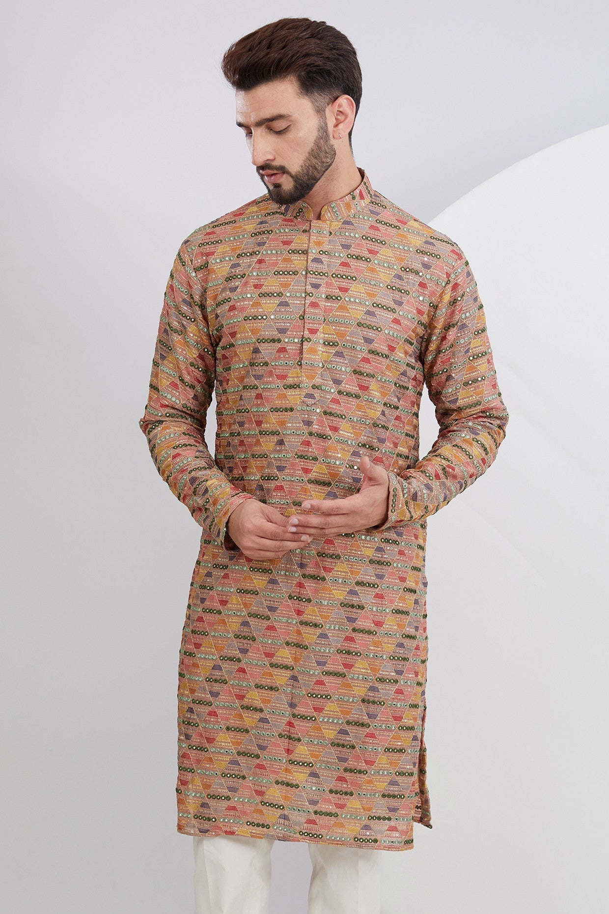 Stylish Mud Pink Multi Embroidered Kurta for Women | Traditional Indian Ethnic Wear | Perfect for Festivals, Weddings & Casual Outings