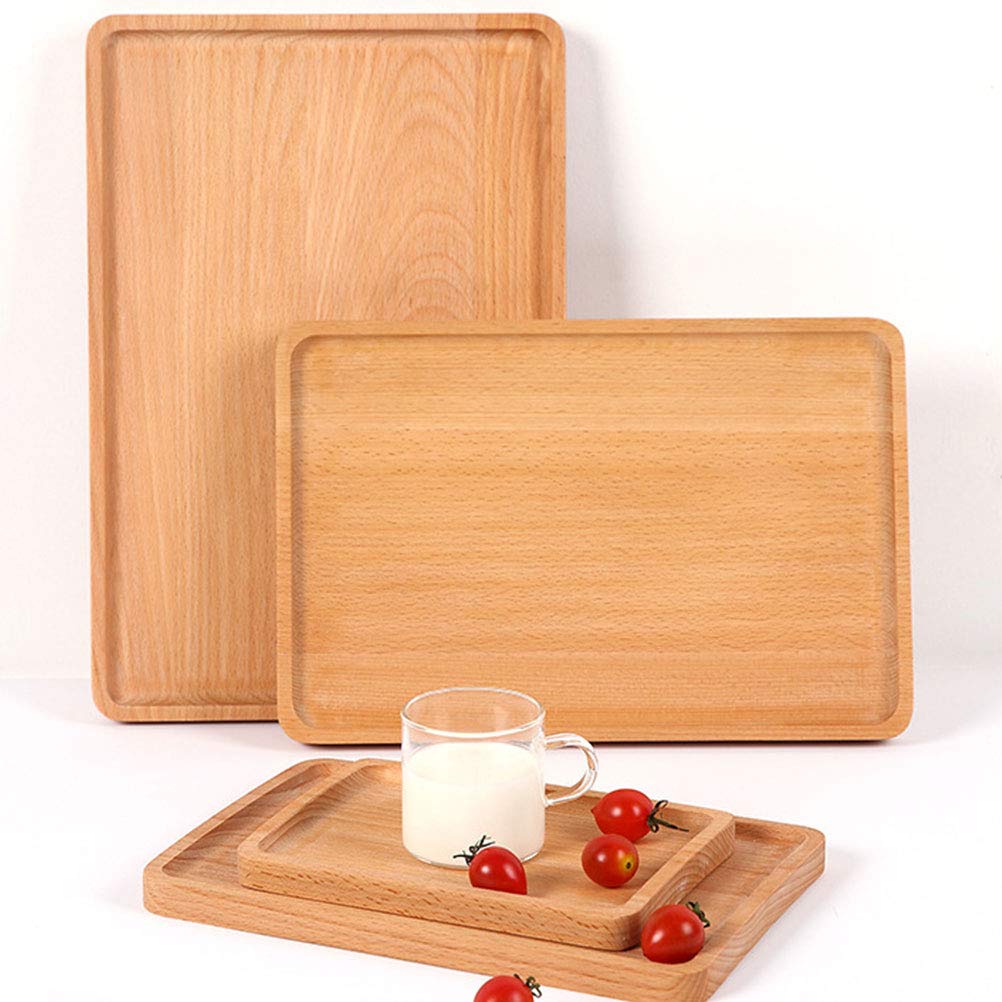 Hemoton Wooden Serving Tray - 1pc Natural Wood Food Tray for Dinner Plates, Cake & Dessert Display | Household Tableware Storage Plate | Perfect for Dining, Entertaining & Kitchen Organization