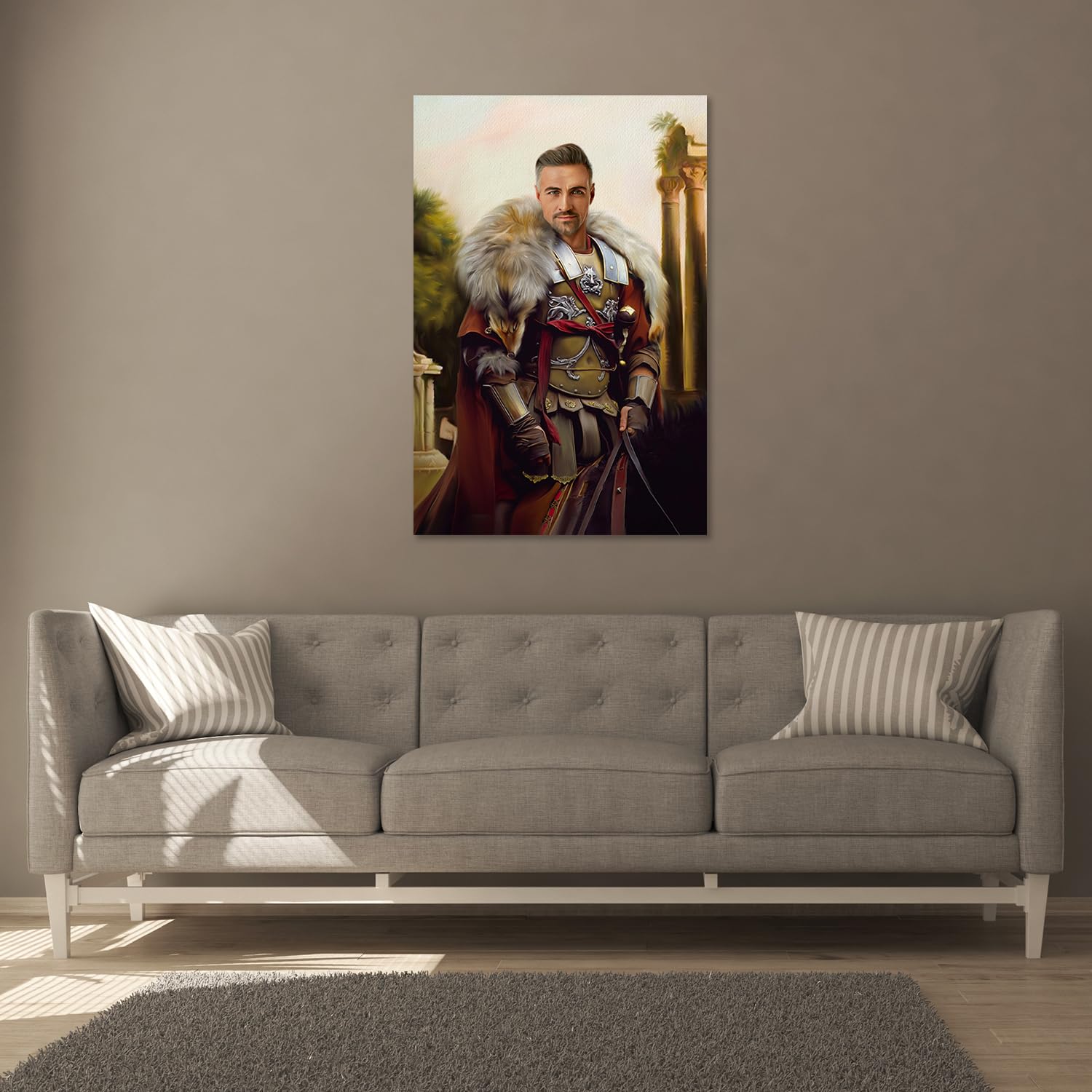 Custom Fantasy Portrait from Photo - Unique Roman Gladiator Wall Art Gift for Men (18