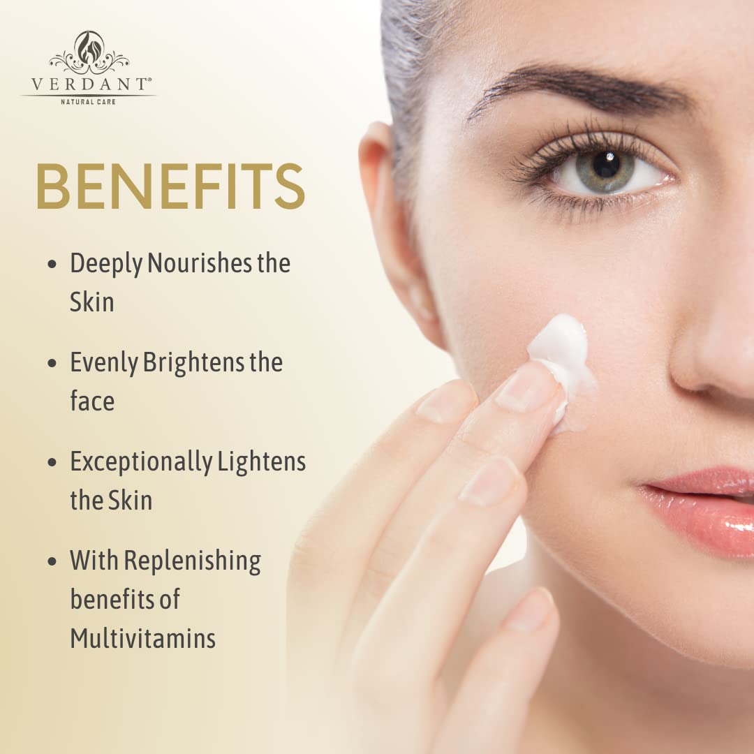 Verdant Natural Care Pearl Face Moisturizer Cream with Papaya Extract | Brightening & Hydrating Face Cream for Glowing Skin | Paraben & Sulfate Free Moisturizer (100ml) - Perfect for Daily Skincare Routine & Nighttime Hydration