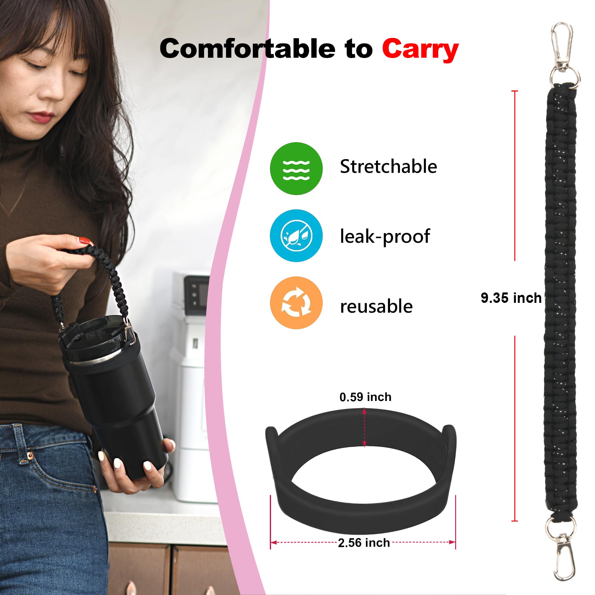 Wongeto Water Bottle Handle Strap - Durable Paracord Handle for Stanley Cups & Tumblers - Perfect for Hiking, Gym & Outdoor Adventures