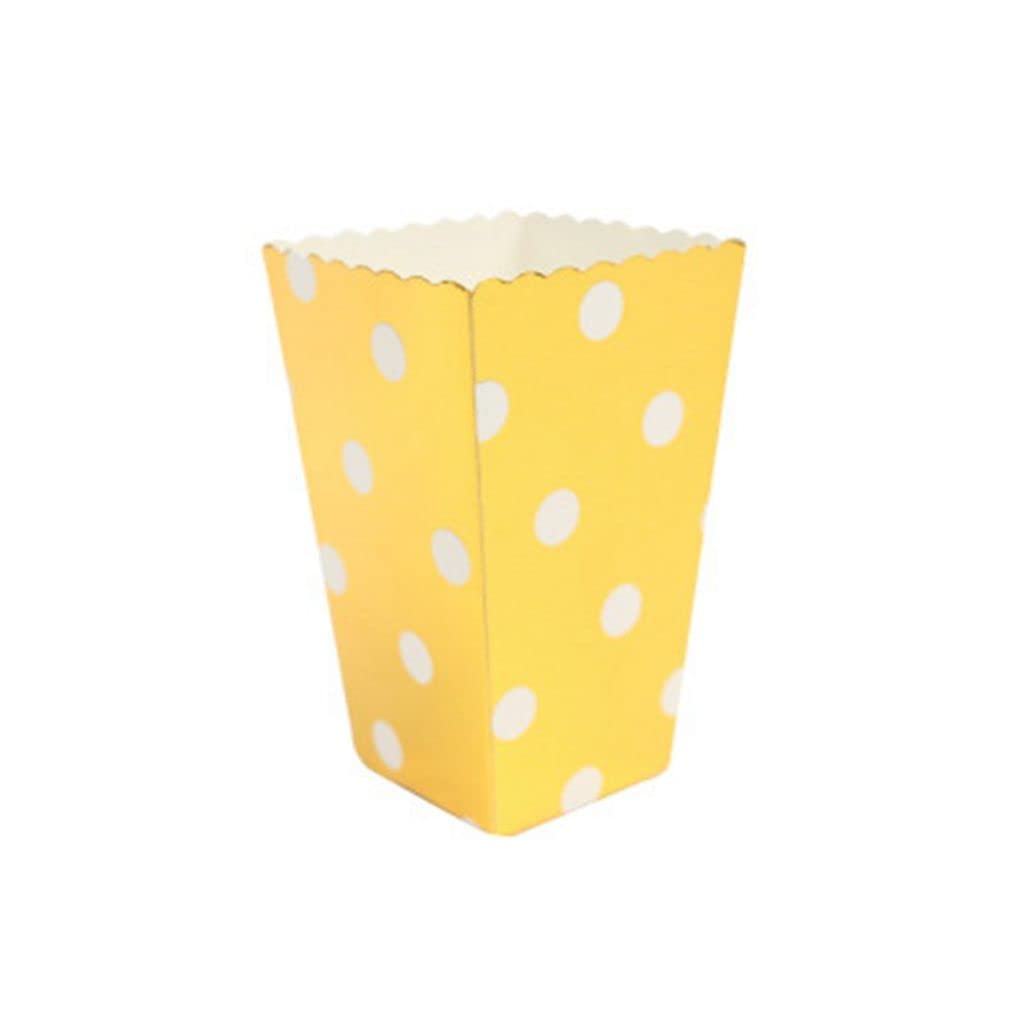 12-Pack Popcorn Paper Containers with Gold Dots - Stripe Design Party Supplies for Movie Theaters, Dessert Tables, Weddings & Favors | Eco-Friendly Disposable Snack Boxes for Events, Carnivals & Home Movie Nights