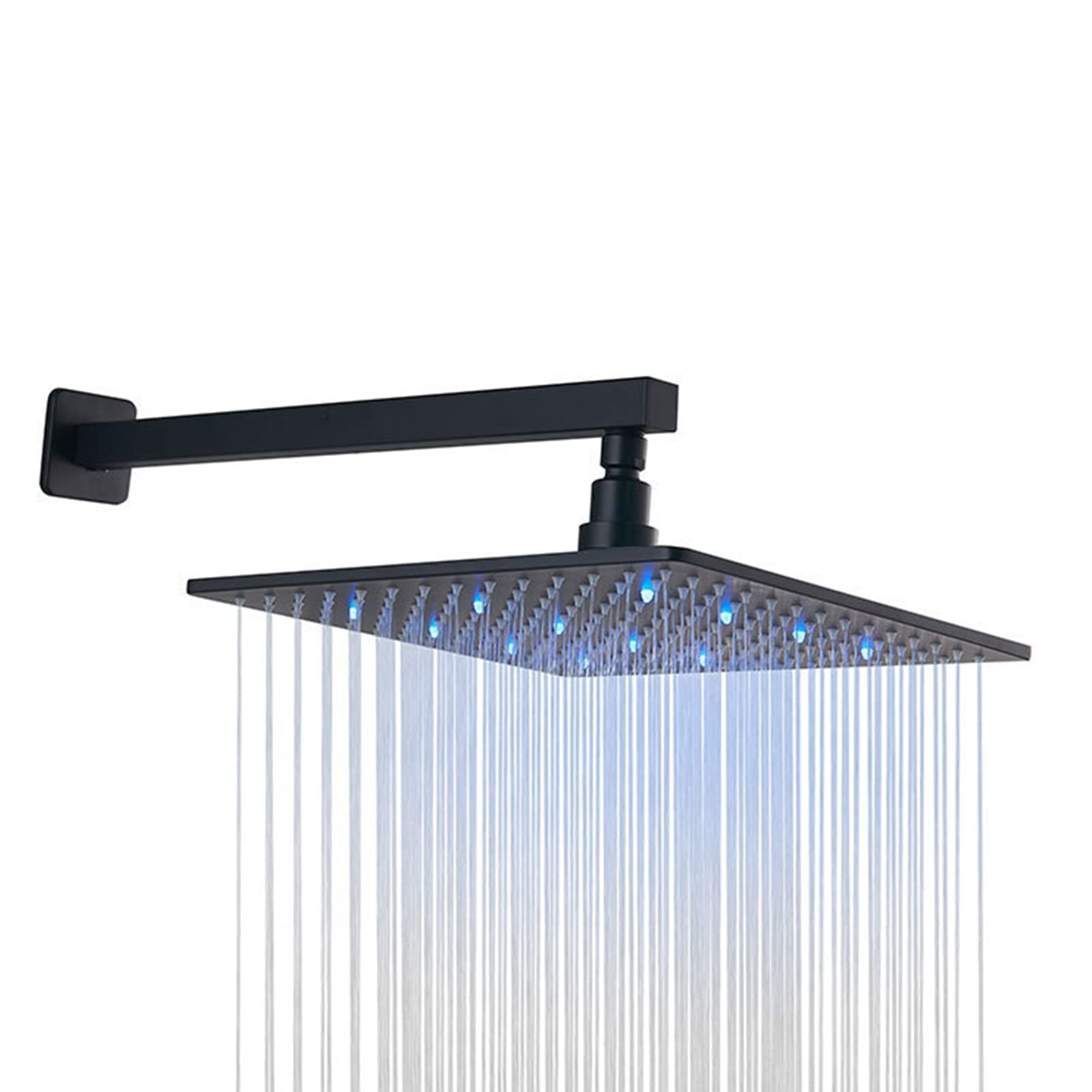 3-Color Changing LED Shower Head with Temperature Display - Square Rainfall Shower Sprayer - Ultra Thin Stainless Steel High Flow Bathroom Showerhead - Wall Mount Fixed for Relaxing Spa-Like Shower Experience at Home