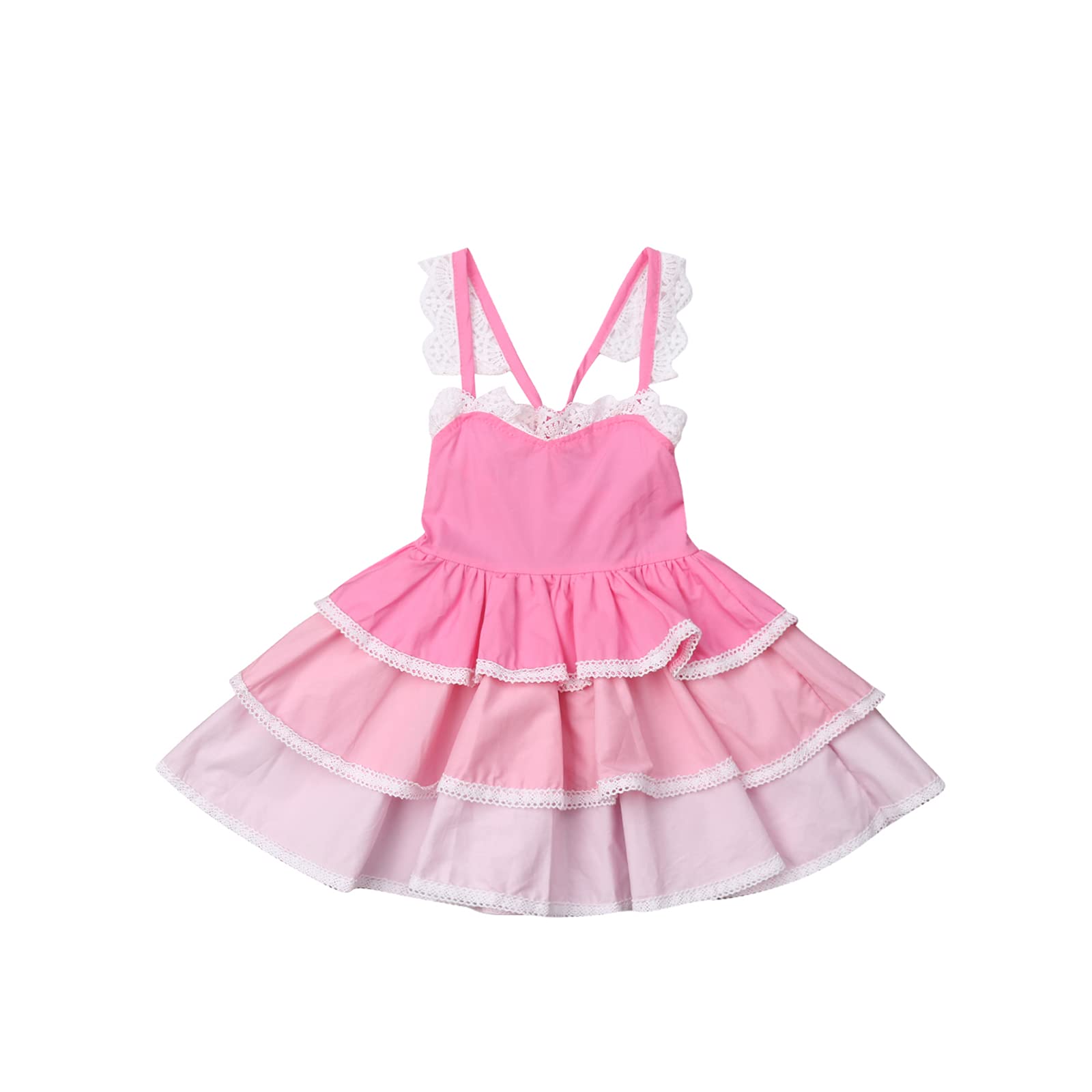 Inevnen Baby Girl's Summer Casual Dress - Sleeveless Layered Ruffle Princess Dress for Birthday Party & Pageant | Toddler Girls' Playdate, Photoshoot & Special Occasion Outfit