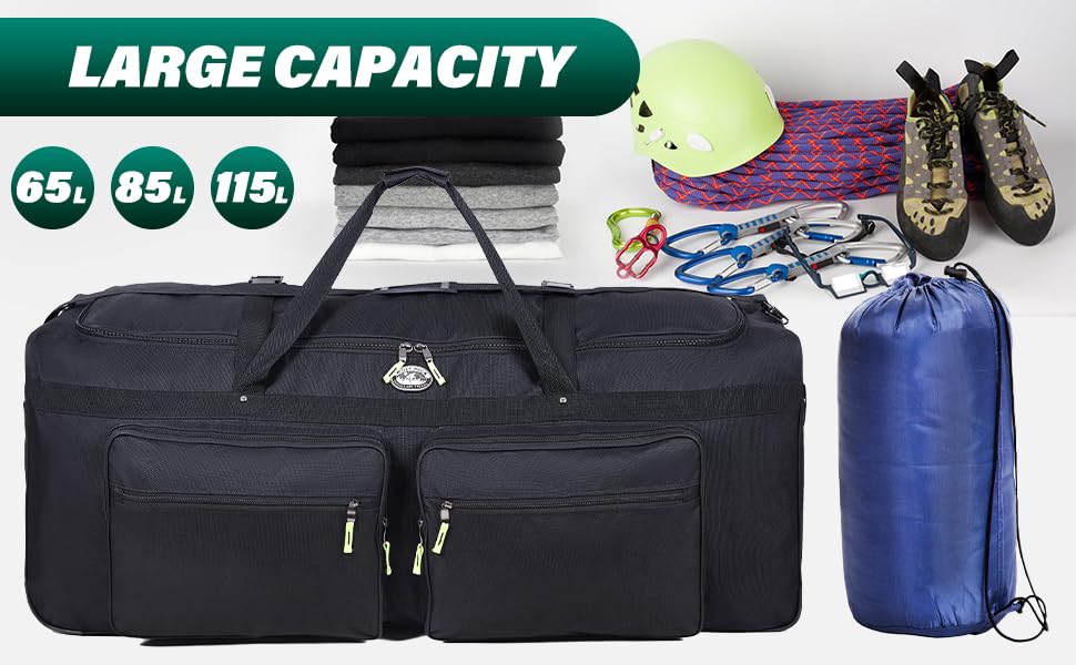 1800D Heavy Duty Soft Camping Trunk with Shoulder Straps - Durable Storage for Kids' Sleepaway Camp Gear & Travel Essentials