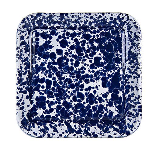 Premium Cobalt Blue Swirl Square Baking Sheet - 10.5 Inch Non-Stick Cookie Pan for Baking, Roasting & Serving | Perfect for Cookies, Brownies, Pizza & Party Appetizers