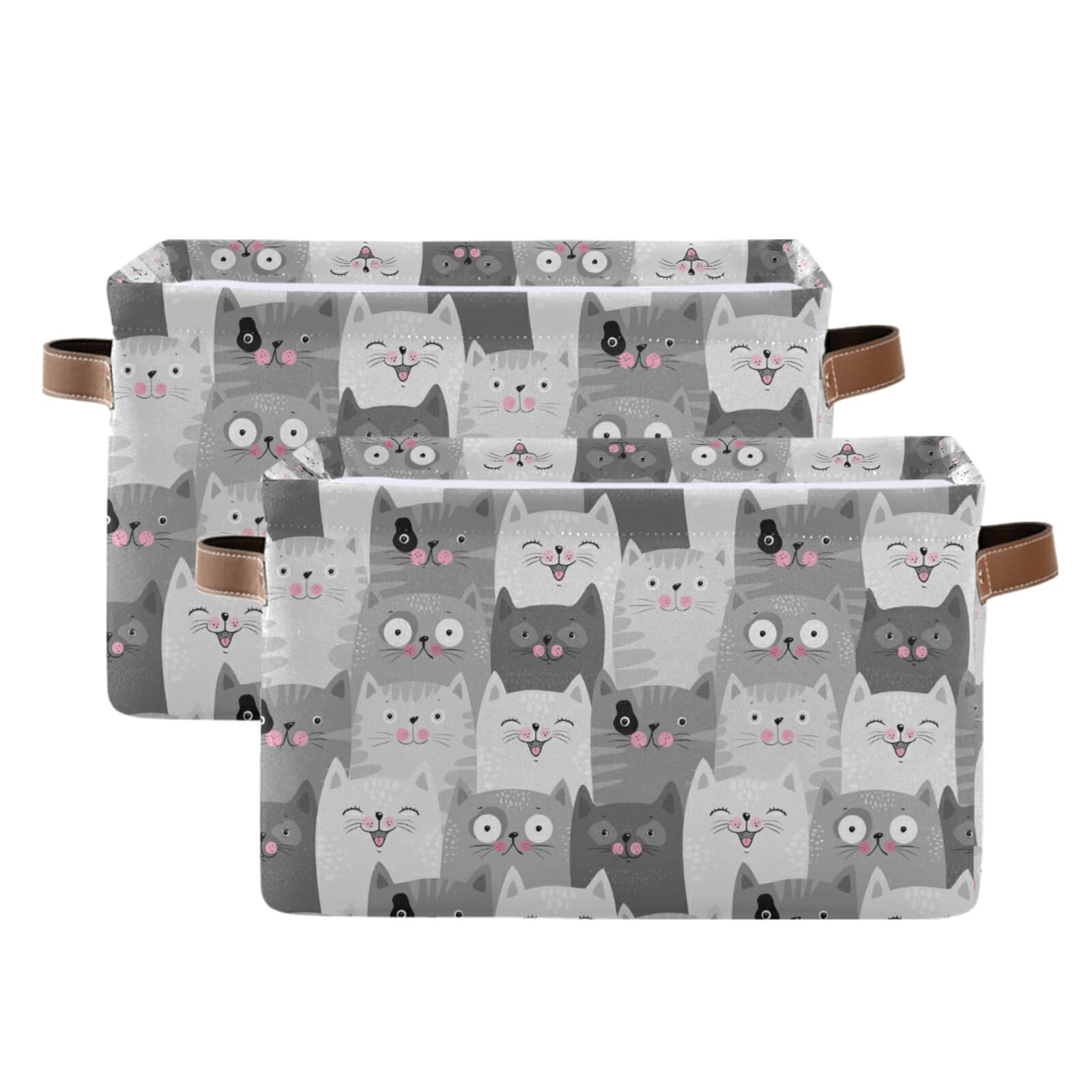 Collapsible Storage Basket Cube with Animal Cat Pattern - Large Foldable Storage Bin for Clothes, Toys, Laundry Organizer - Perfect for Shelves, Closet, Kids Room, Nursery & Bedroom (1 Pack) - Ideal for Home Organization & Space Saving