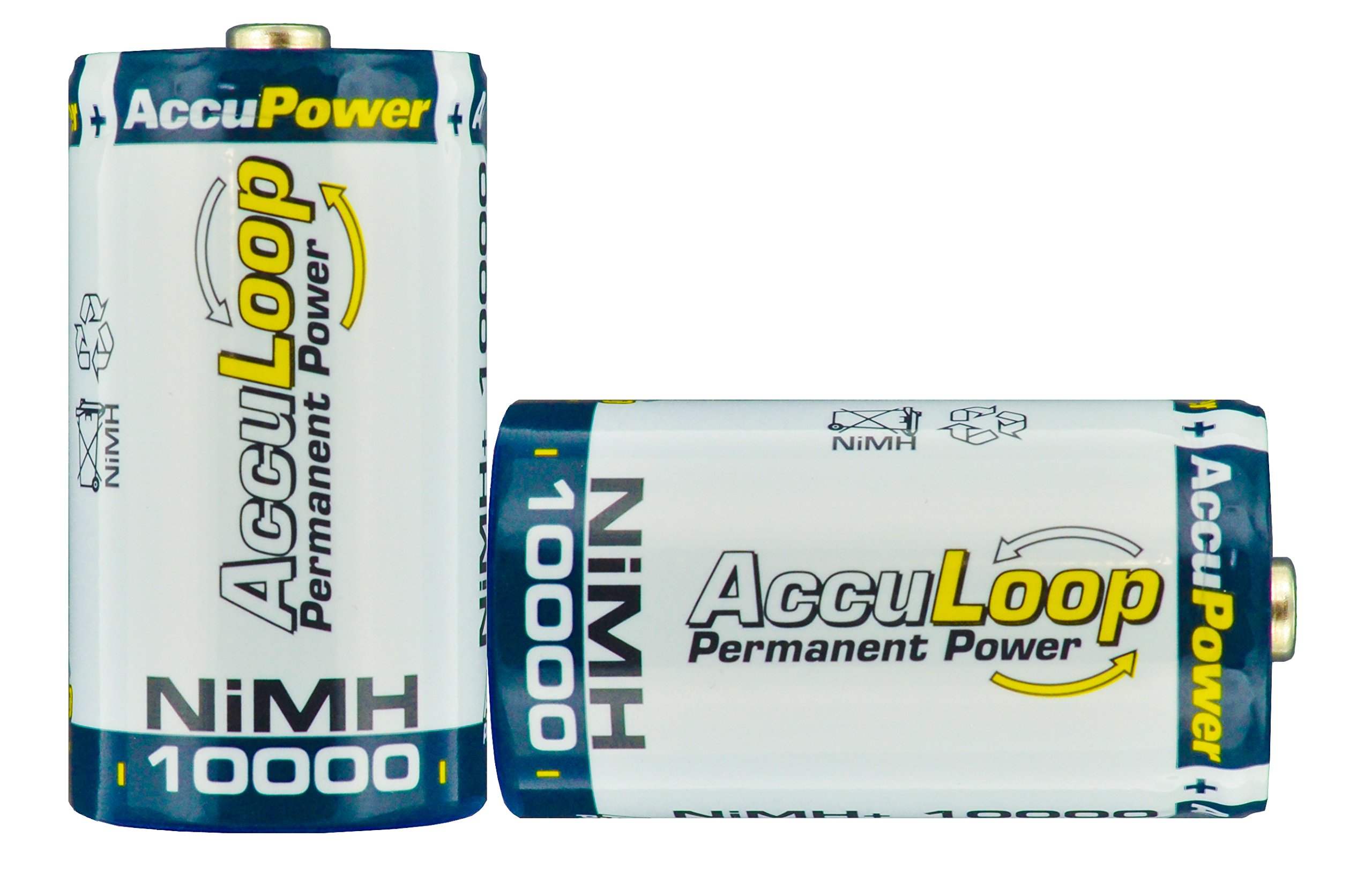 NiMH D Size AL10000-2 Rechargeable Batteries (2 Pack) - Precharged & Long-Lasting for Flashlights, Toys, and Emergency Power Supplies