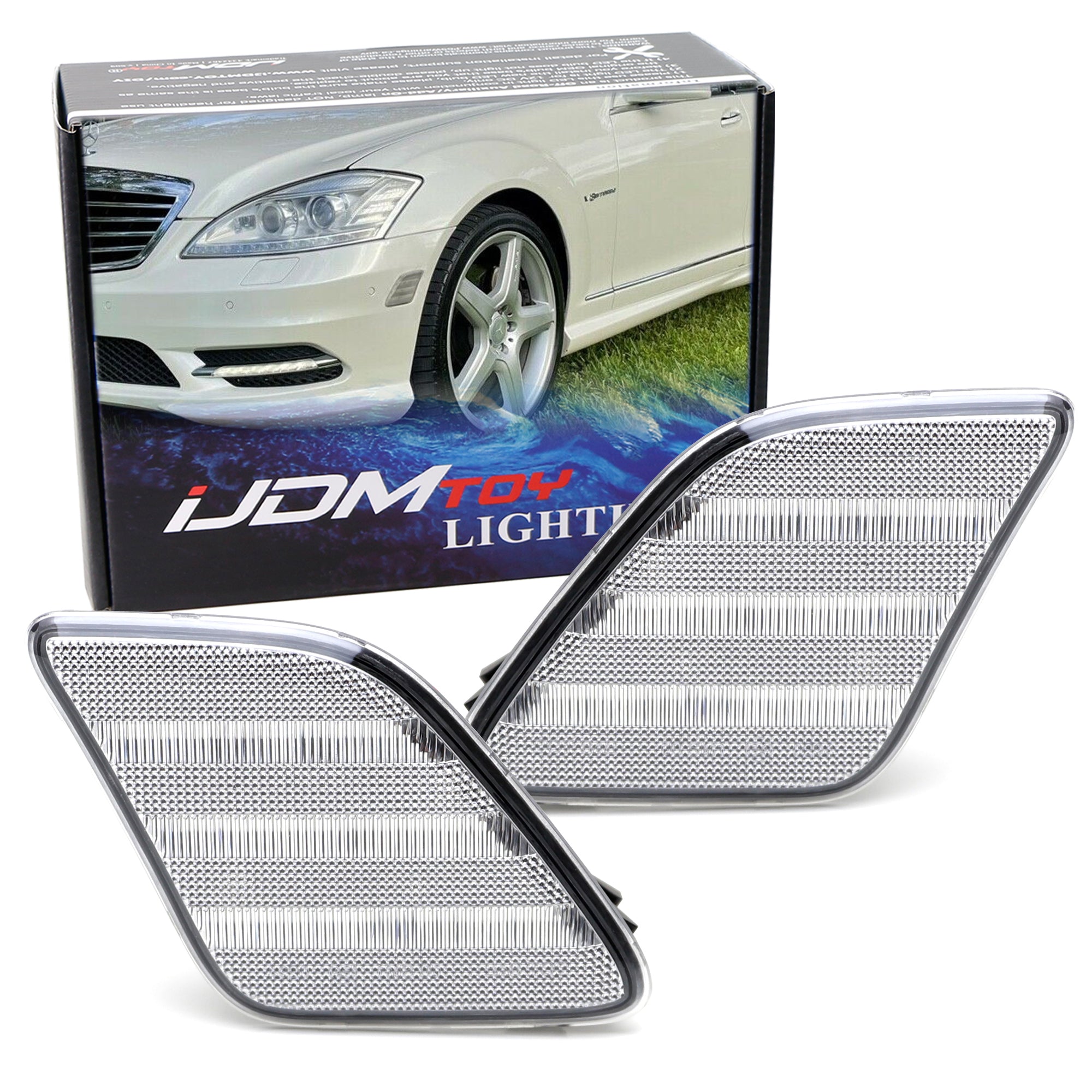 Amber LED Strip Side Marker Lights for 2010-2013 Mercedes-Benz W221 S-Class - Clear Lens, Durable & Bright - Perfect for Night Driving & Car Customization