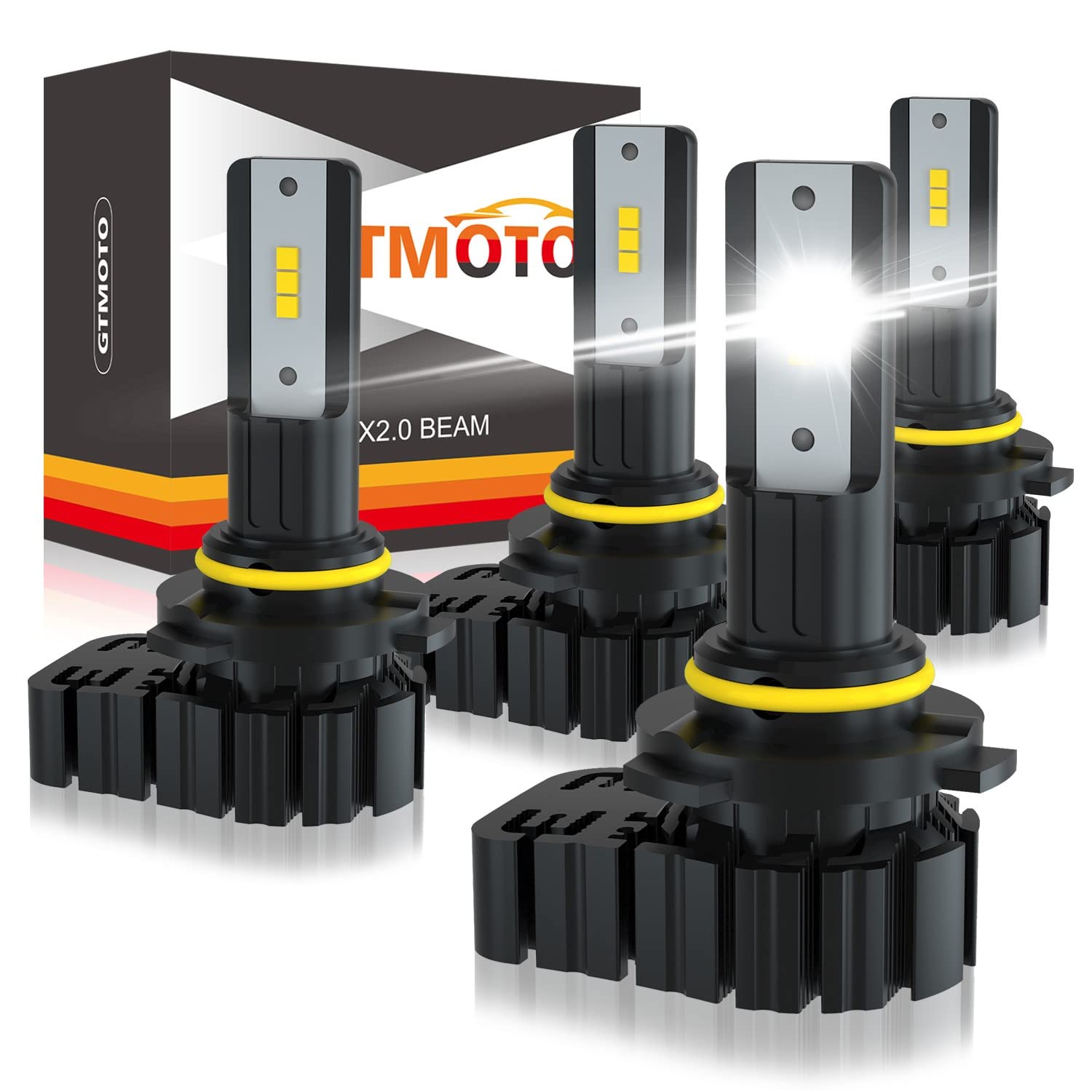 GTMOTO LED Headlight Bulbs for 1999-2006 GMC Sierra - 9006/HB4 Low Beam & 9005/HB3 High Beam Combo Kit - 6000K Cool White Plug and Play Conversion - 4-Pack - Perfect for Night Driving and Off-Road Adventures