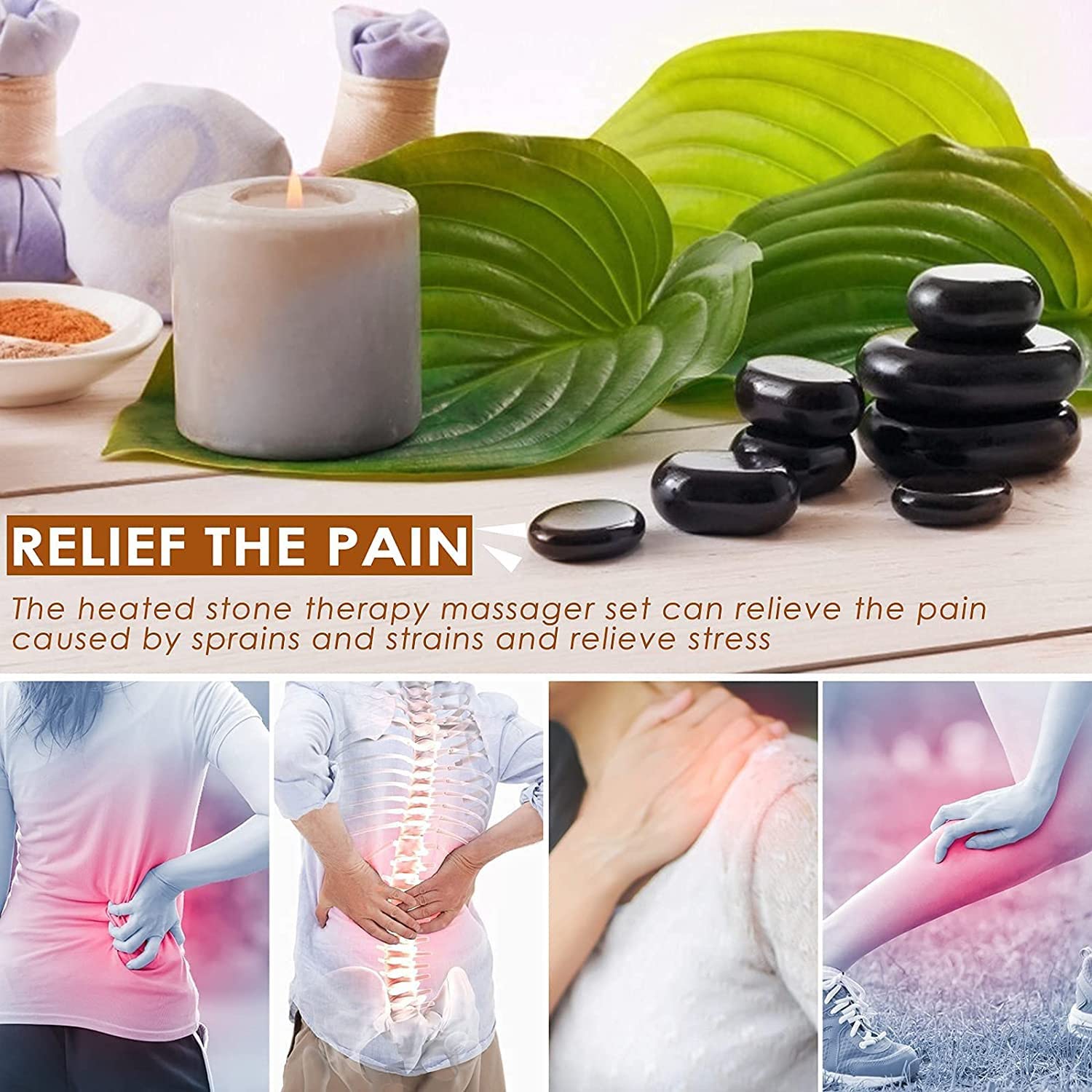 Professional Hot Stone Massage Kit - 18pcs Basalt Stones with Heating Box for Relaxation & Pain Relief | Perfect for Home Spa, Beauty Salons & Professional Therapists | Ideal for Stress Relief, Muscle Recovery & Couples Massage
