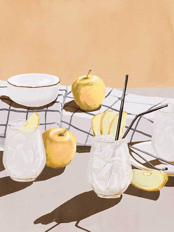 Premium Apple Juice Canvas Art Print - High-Quality Fruit Theme Wall Decor for Kitchen, Dining Room & Cafe - Perfect for Home & Office Decoration