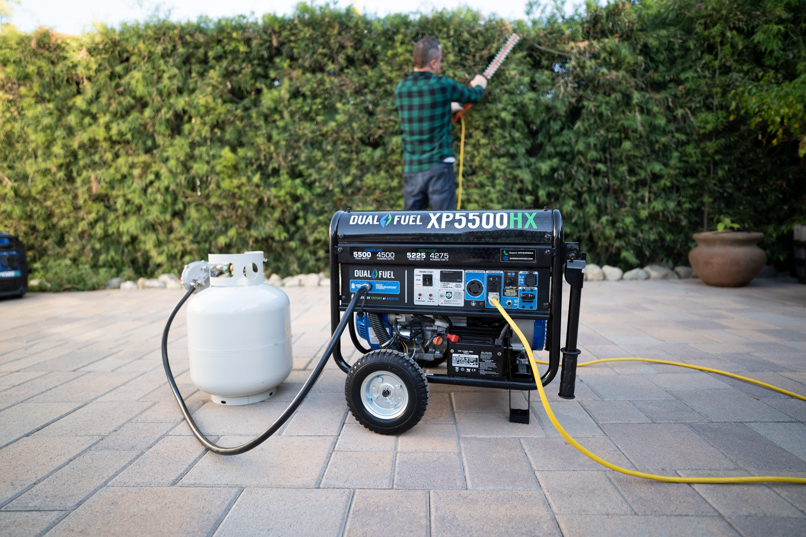 5500W Dual Fuel Portable Generator with CO Alert - Gas & Propane Powered for Camping, RV, Home Backup & Emergency Power