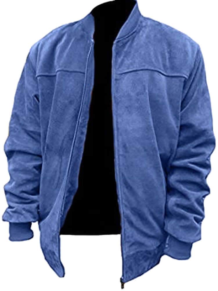 Classyak Men's Slim Fit Suede Real Leather Bomber Jacket - Stylish Aviator Coat for Casual Wear, Night Out & Fall Fashion