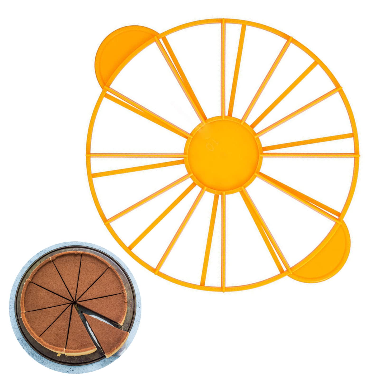 Premium Cake Portion Marker - 10/12 Piece Round Cake Divider Tool, Food Grade Bread Slicer & Cake Slicing Fixator (Yellow, 126g/4.4oz) - Perfect for Birthday Cakes, Wedding Desserts & Baking Measurements