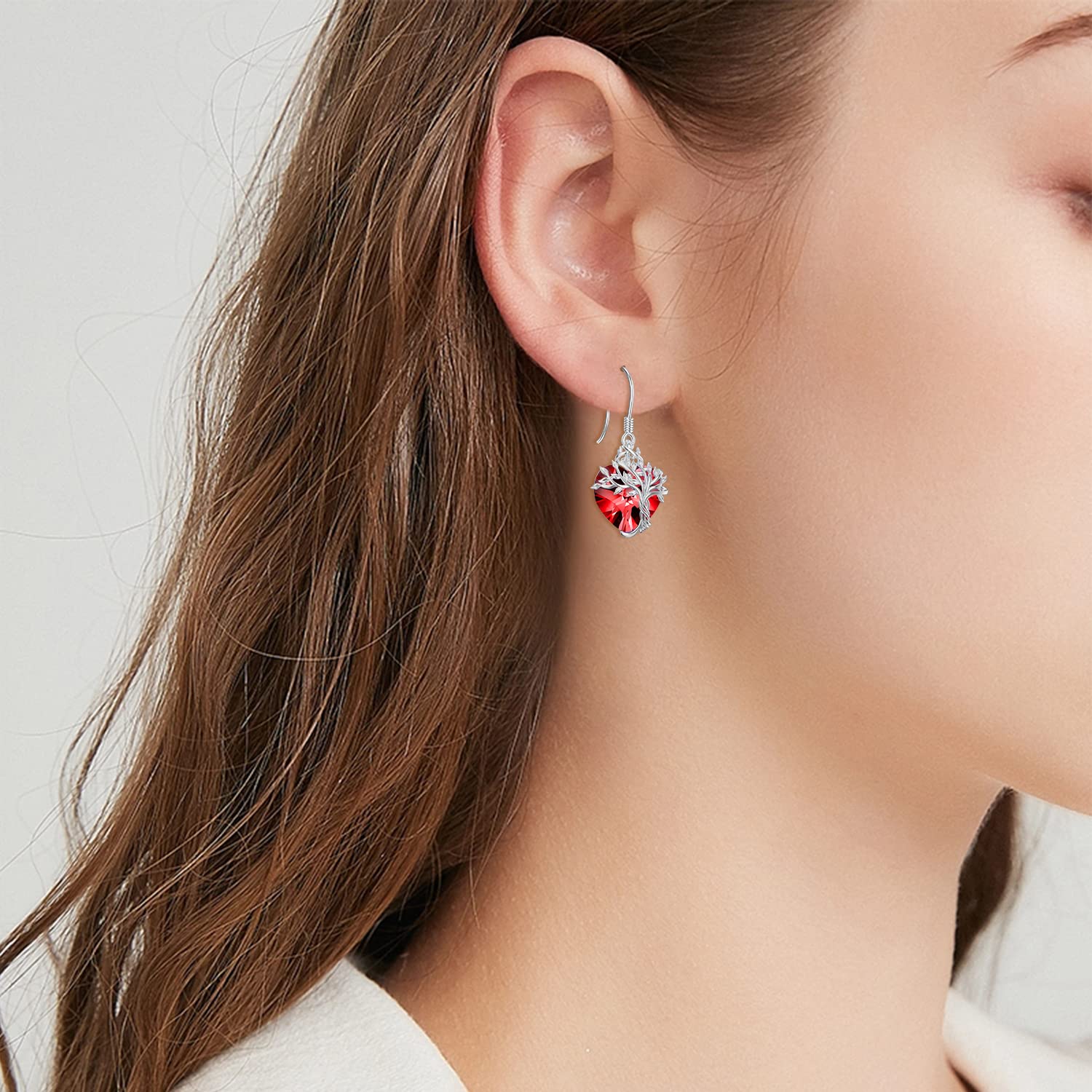 TOUPOP 925 Sterling Silver Tree of Life Dangle Earrings with Crystals - Elegant Drop Jewelry for Women, Perfect Birthday & Mother's Day Gift for Her | Ideal for Weddings, Anniversaries & Special Occasions
