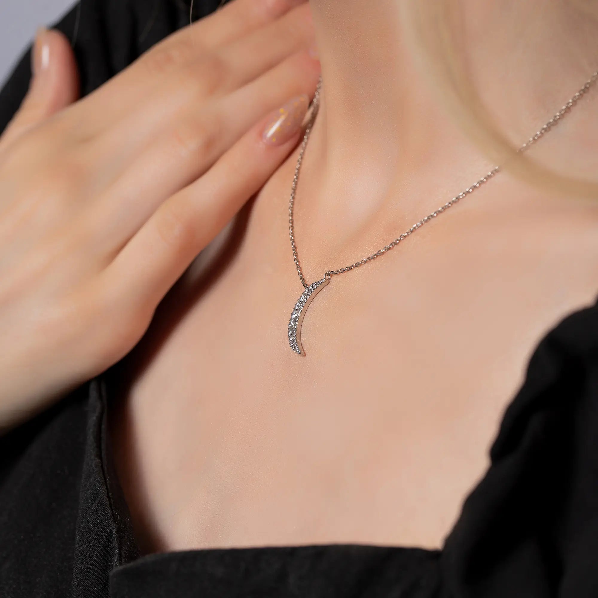 Crescent Moon Necklace for Women - Sterling Silver Moon Pendant Jewelry Gift for Her - Perfect for Birthdays, Anniversaries & Everyday Wear