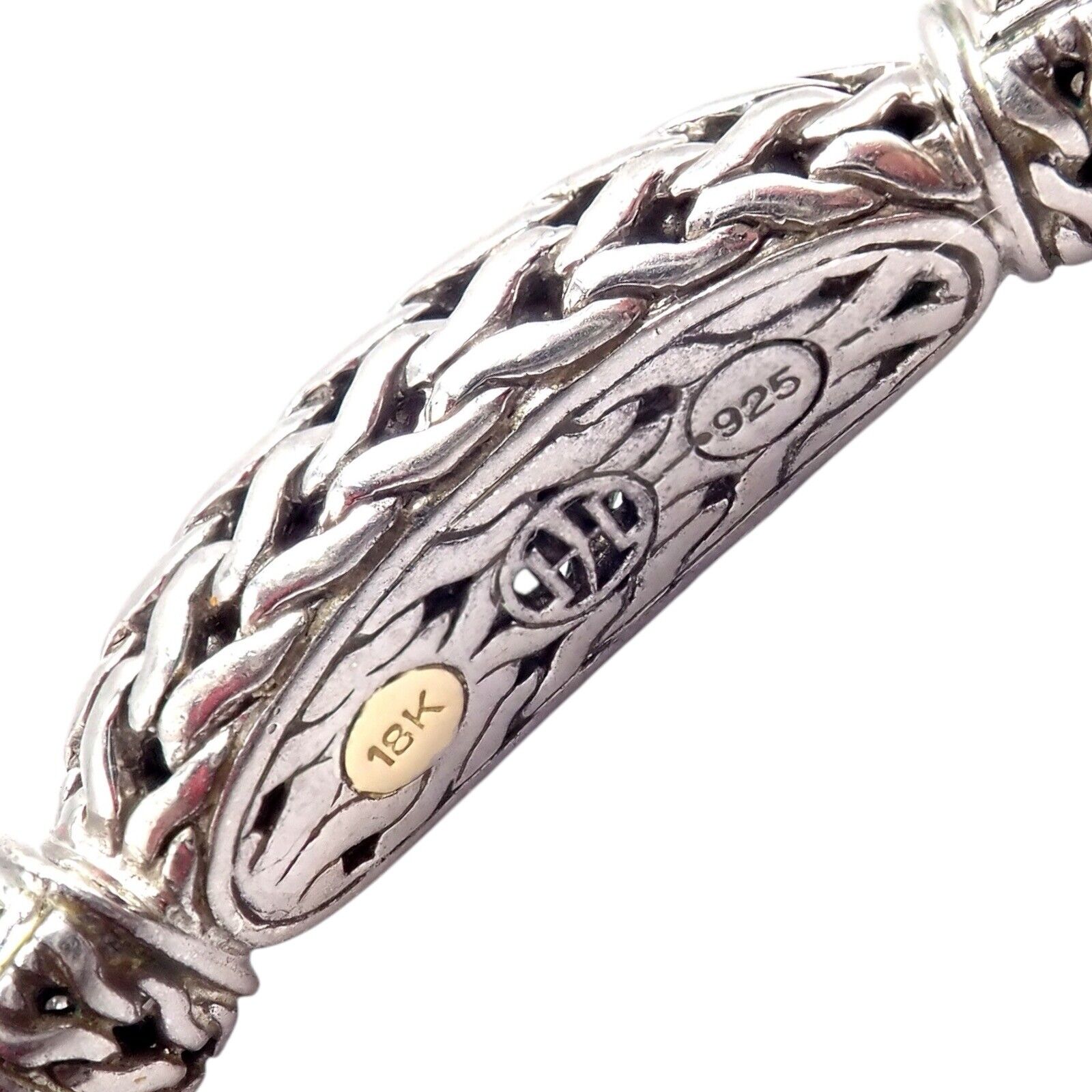 Authentic John Hardy Sterling Silver 18k Gold Plated 1 Carat Diamond Bracelet for Women - Size M - Perfect for Weddings, Anniversaries & Special Occasions