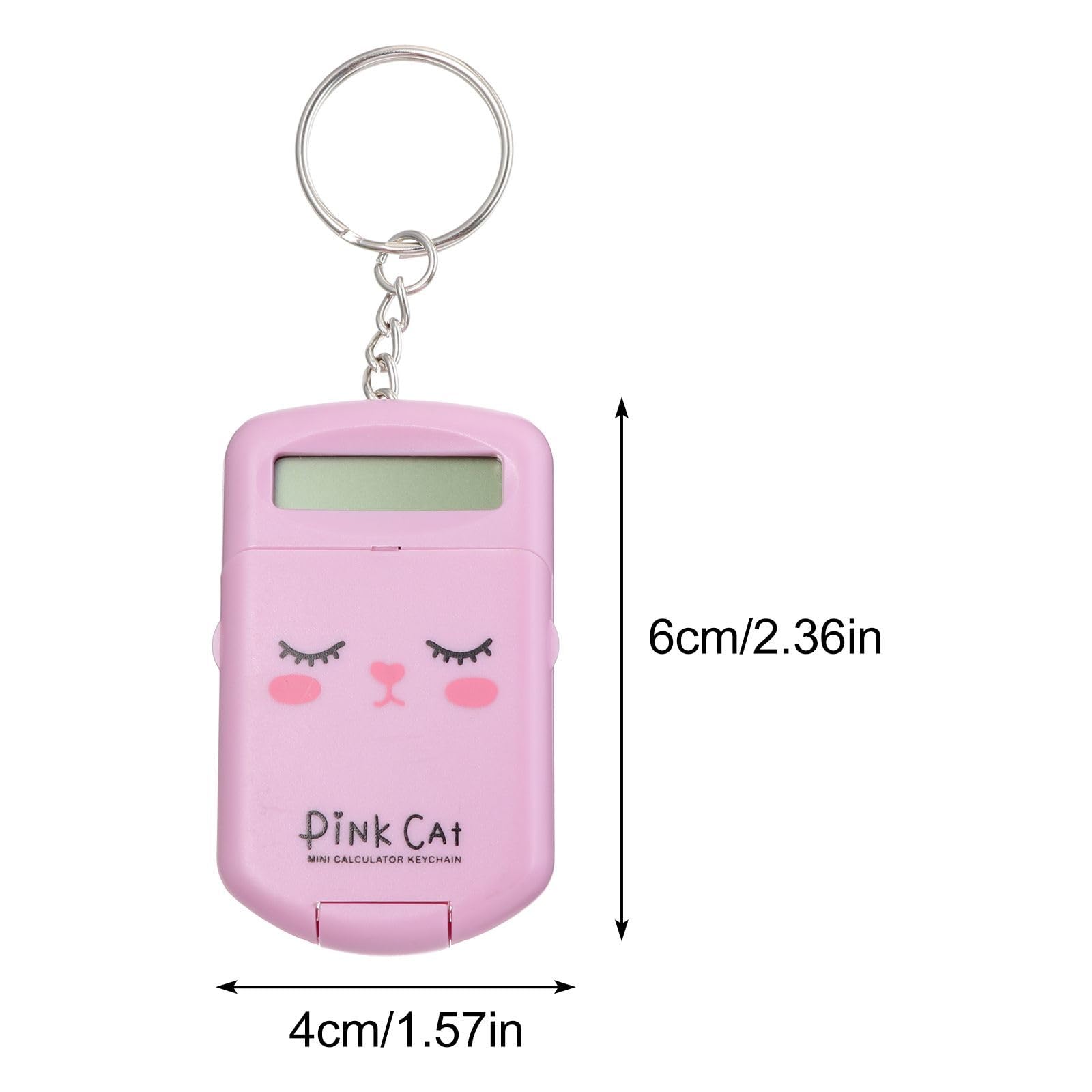 2-Pack Mini Cute Cartoon Keychain Calculator - Portable Electronic Pocket Calculator with Key Ring for Students, Office & School Supplies - Perfect for Backpacks, Keychains & Gifts (Pink)