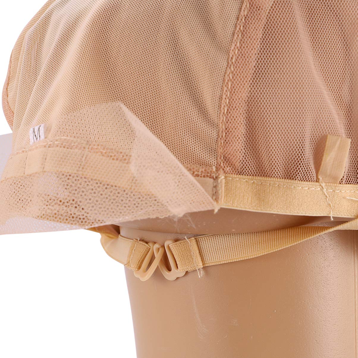 EXCLUZO Adjustable Front Lace Wig Cap with Elastic Strap - Breathable Mesh Hairnet for Women (Beige) | Perfect for Wig Making, Cosplay & Daily Hair Protection